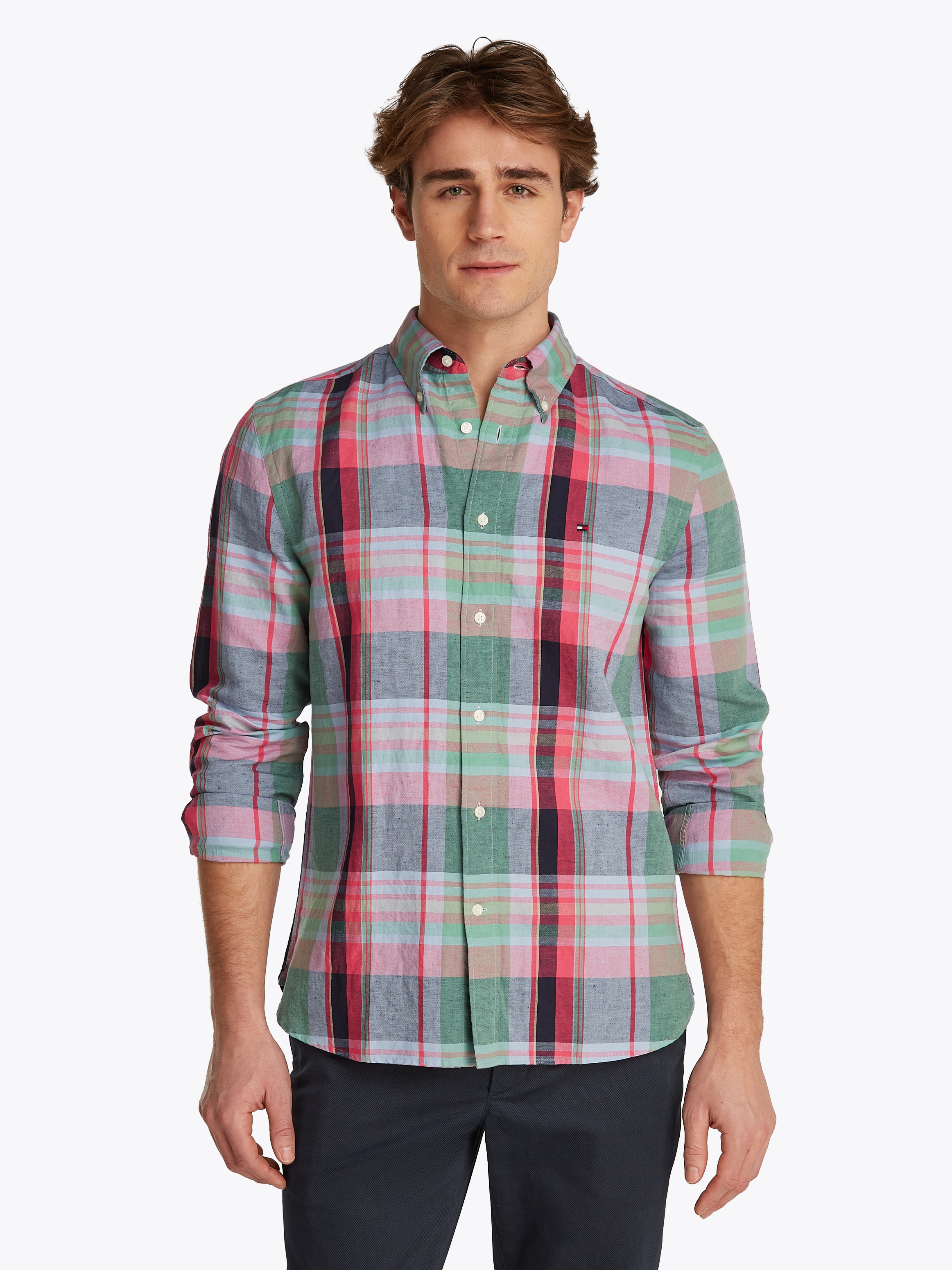Image of Tommy Hilfiger Langarmhemd "LINEN BLEND MADRAS CHECK"