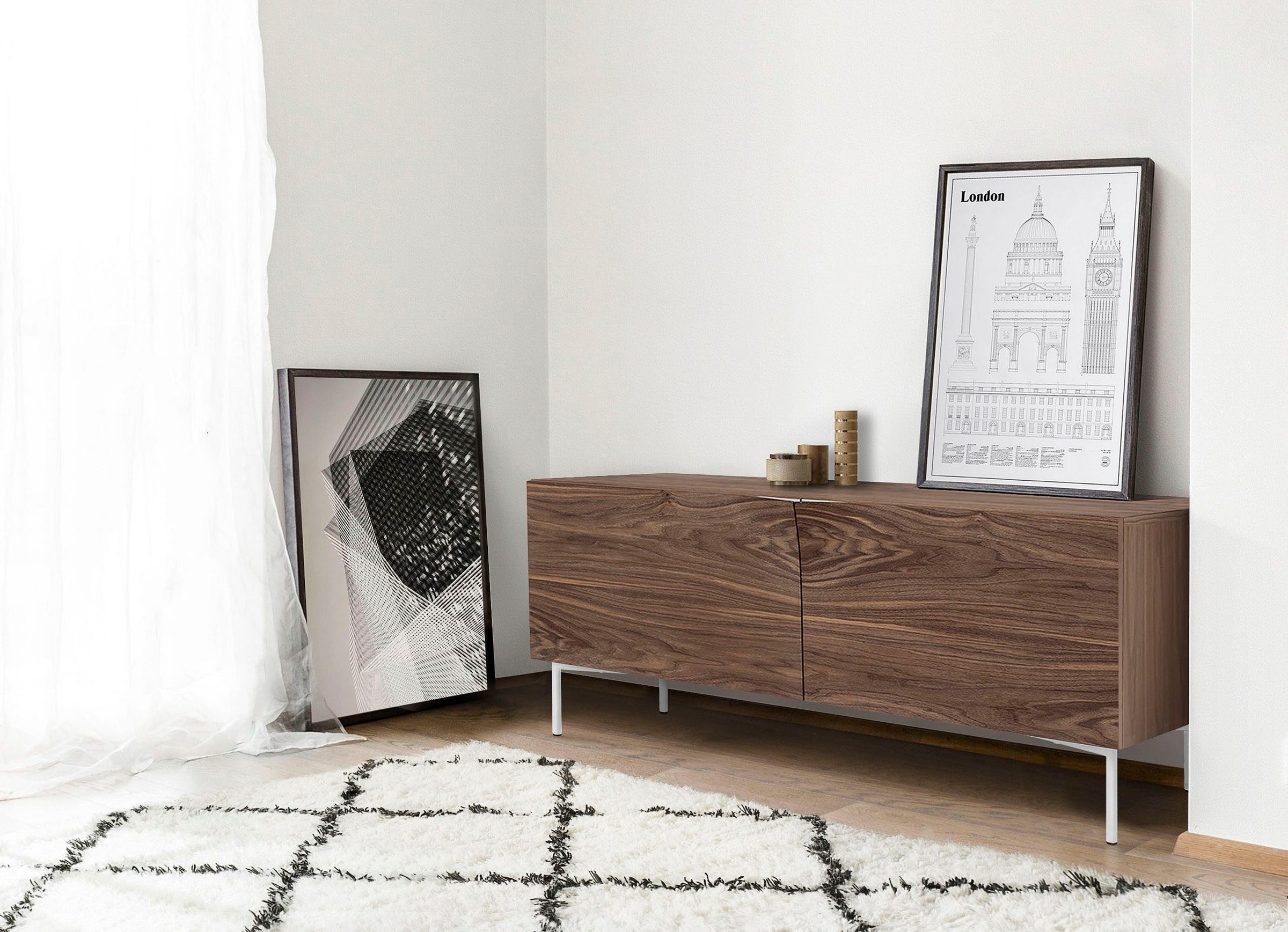 Image of Woodman Sideboard Kommode mit Holzfurnier aus Nussbaum, Breite 120 cm, FSC