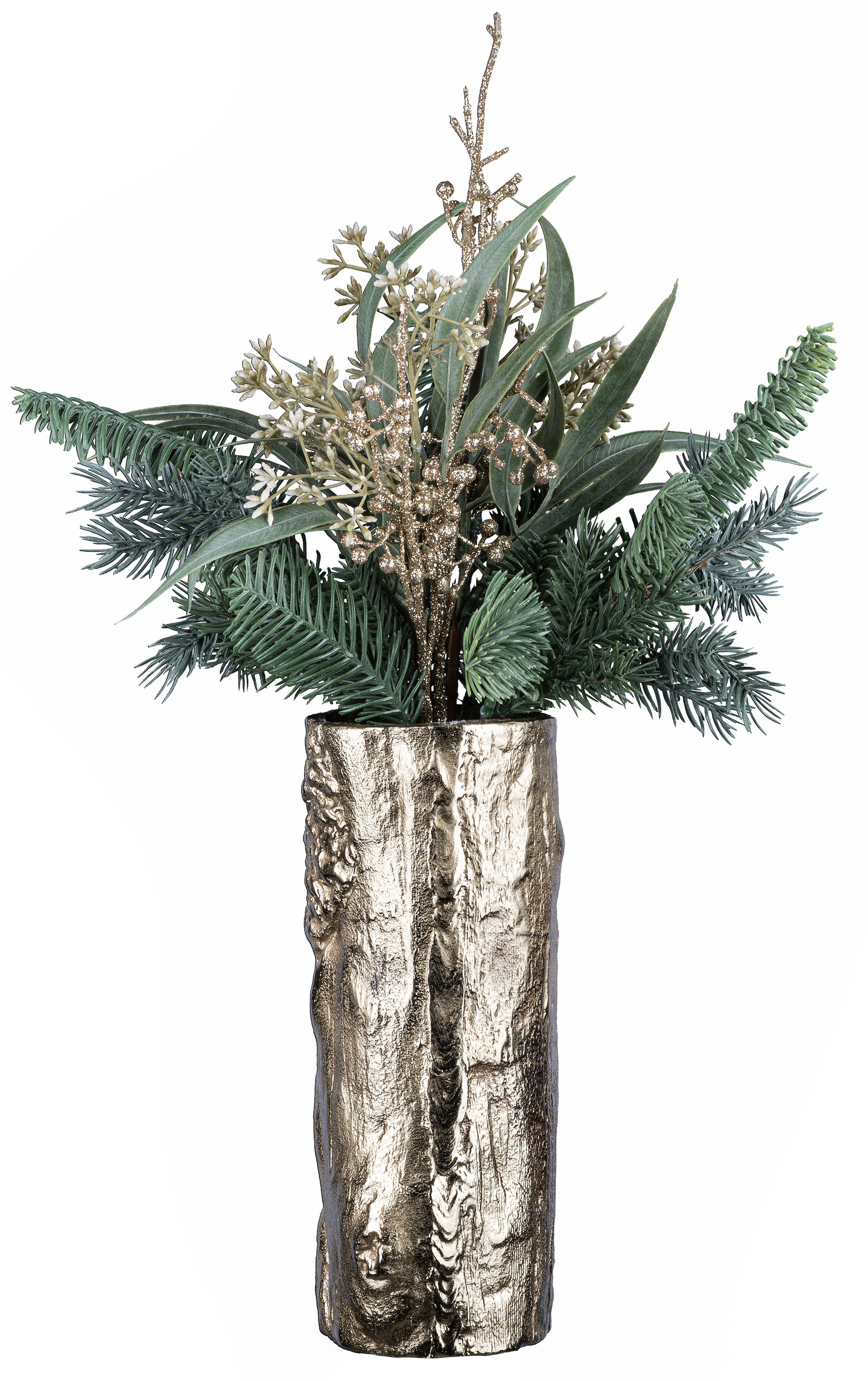 Creativ deco Dekovase »Weihnachtsdeko«, (Set, 2 St., 1 Vase, 1 Bouquet),  mit Tannen-Mix-Bouquet