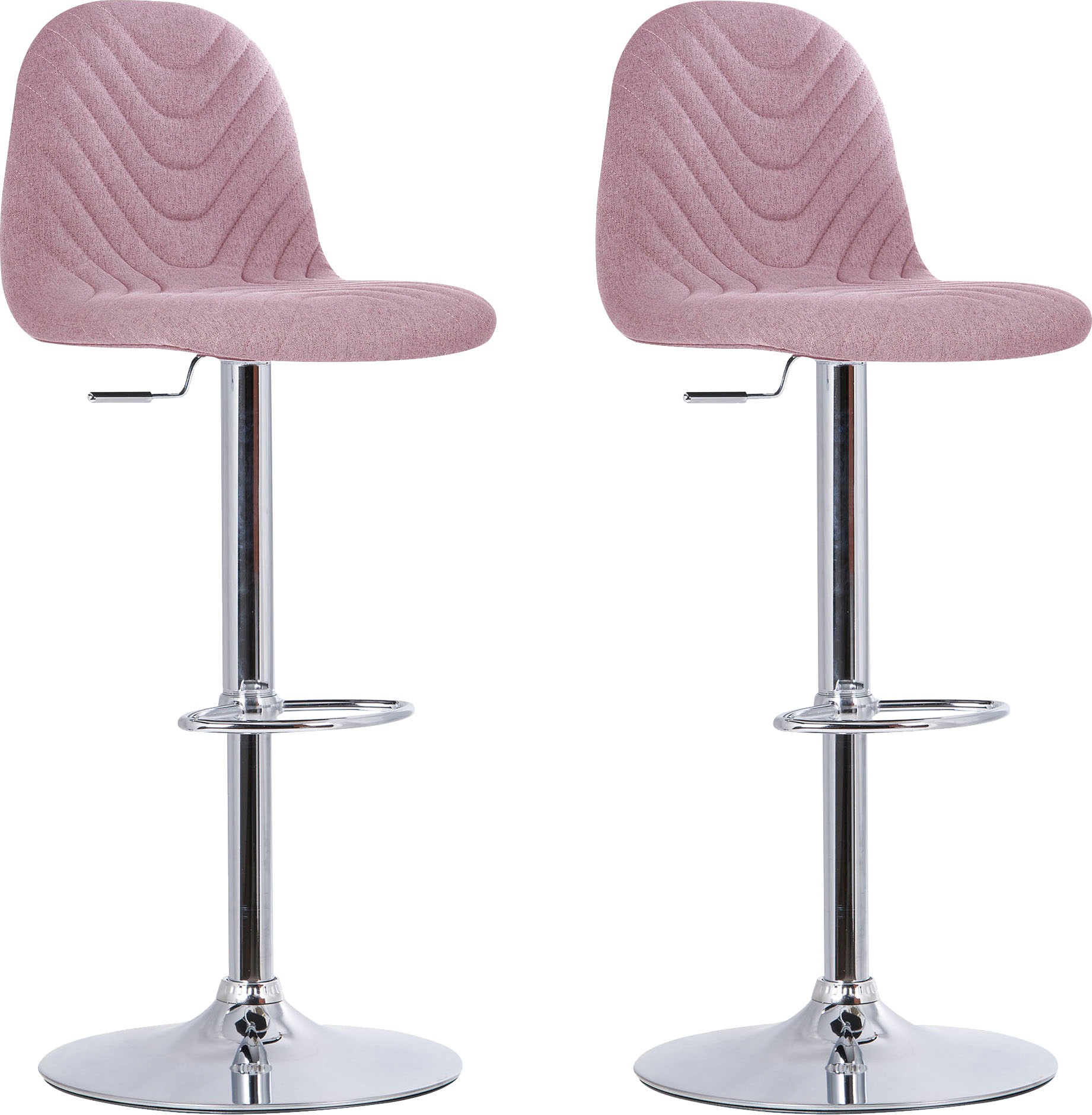 Image of byLIVING Barhocker »Casino 01«, (Set, 2 St.), drehbar mit Höhenverstellung, Bezug in Webstoff, verchromtes Metall-Gestell bei Ackermann Versand Schweiz