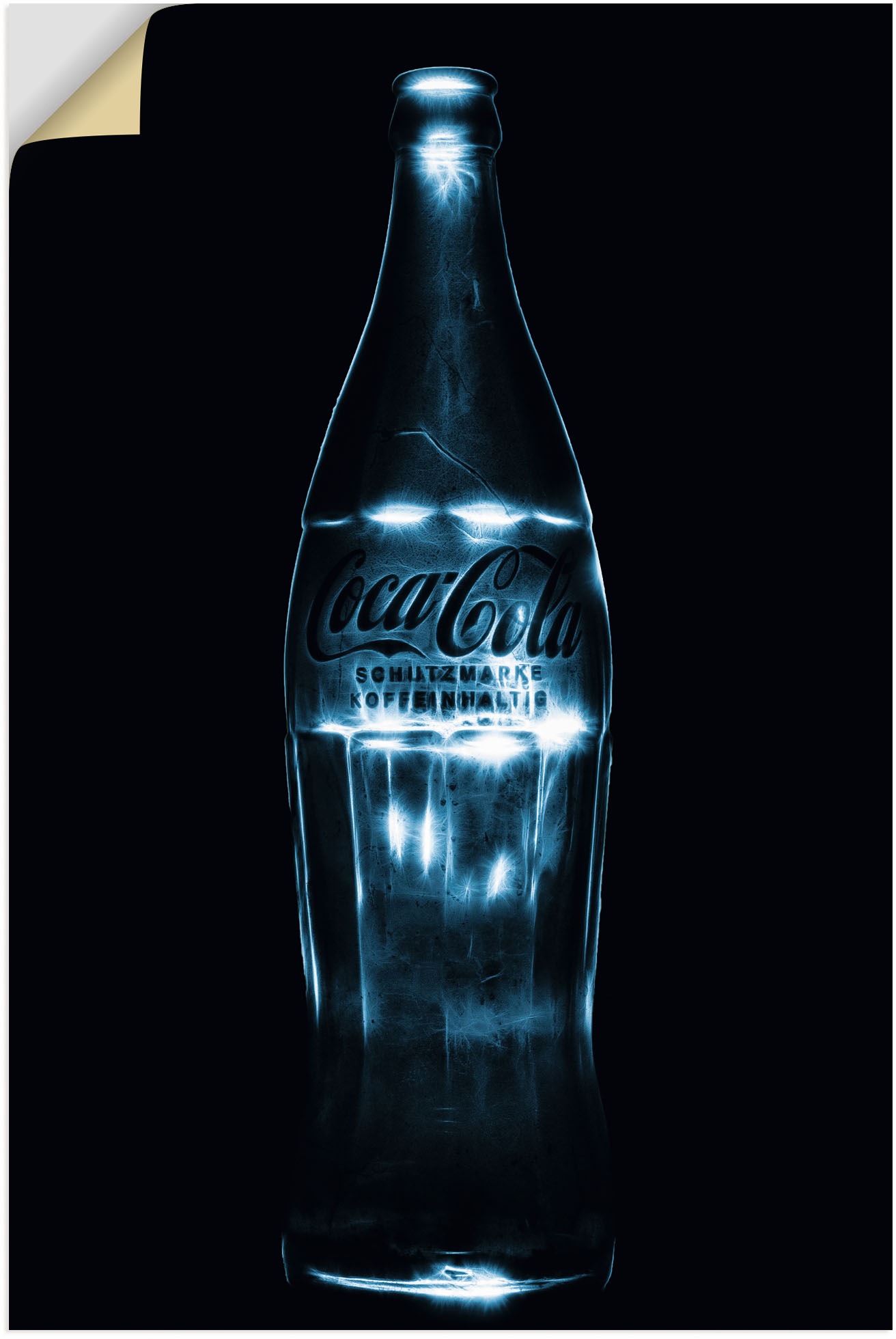 Image of Artland Wandbild »just coke Colaflasche mit Licht beleucht«, Getränke, (1 St.), in vielen Grössen & Produktarten - Alubild / Outdoorbild für den Aussenbereich, Leinwandbild, Poster, Wandaufkleber / Wandtattoo auch für Badezimmer geeignet bei Ackermann Ver