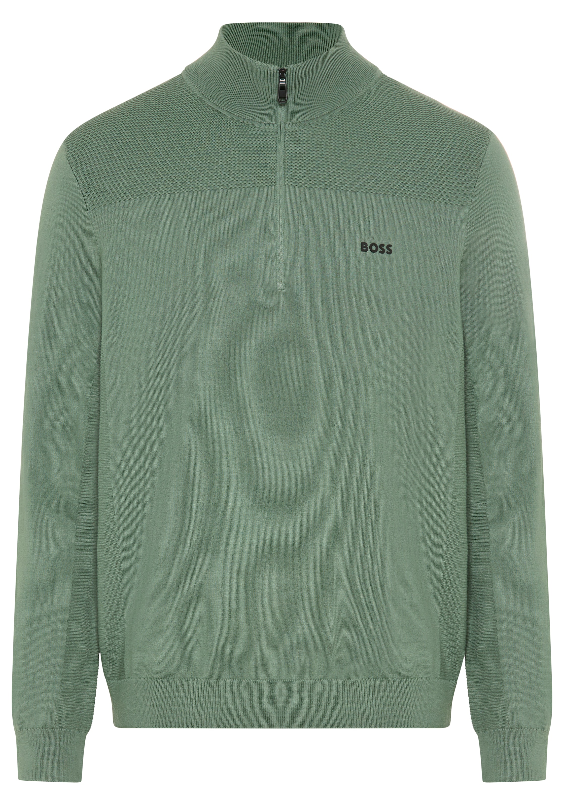 Image of BOSS GREEN Strickpullover Stehkragen mit Reissverschluss, Regular Fit