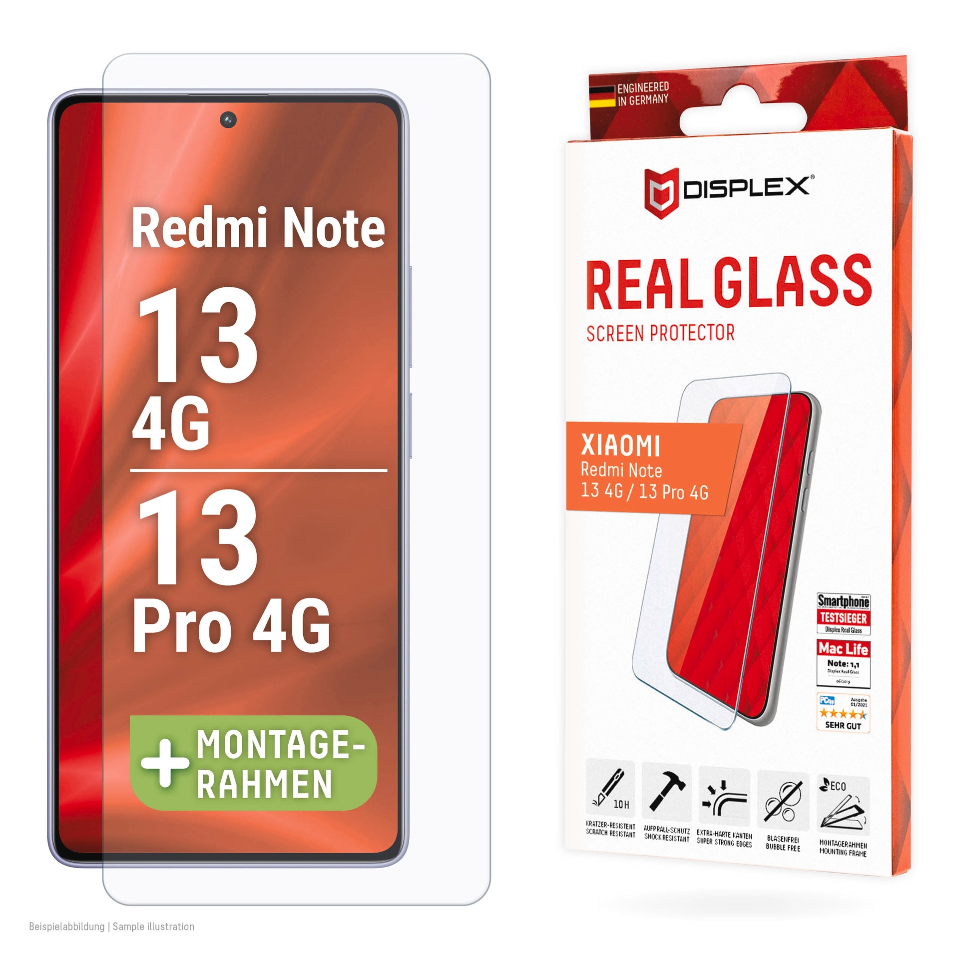 Displex Displayschutzglas »Real Glass«, für Xiaomi Redmi Note 13 4G-Xiaomi Redmi Note 13 Pro...