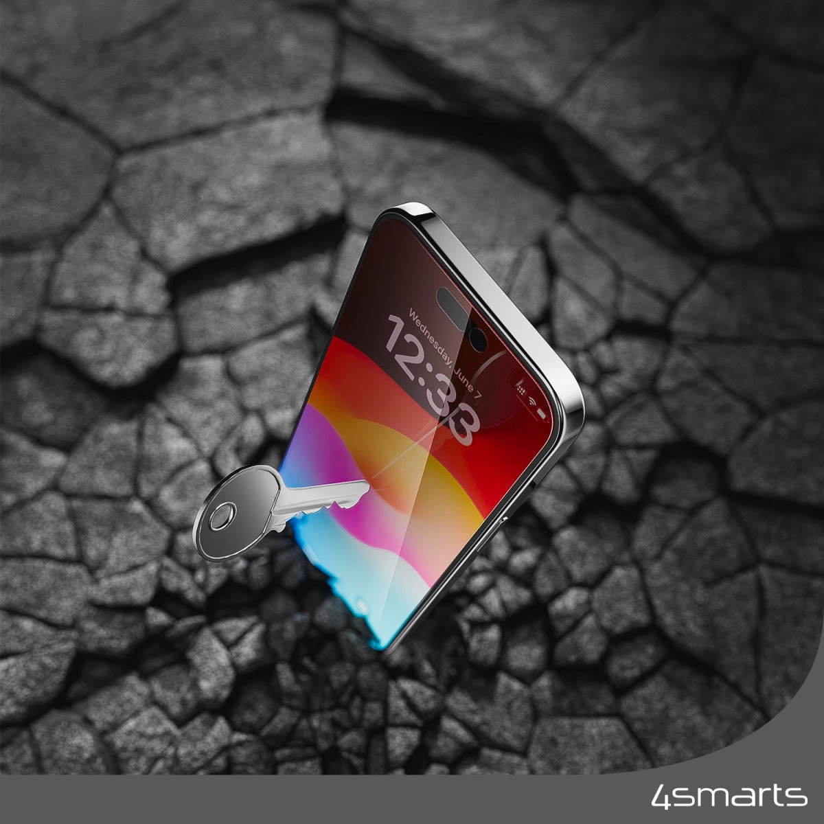 4smarts Displayschutzglas »Second Glass Privacy mit Montagerahmen«, für Apple iPhone 15 Plus, Displayschutzfolie, Schutzfolie, Sichtschutz, kratz- & stossfest