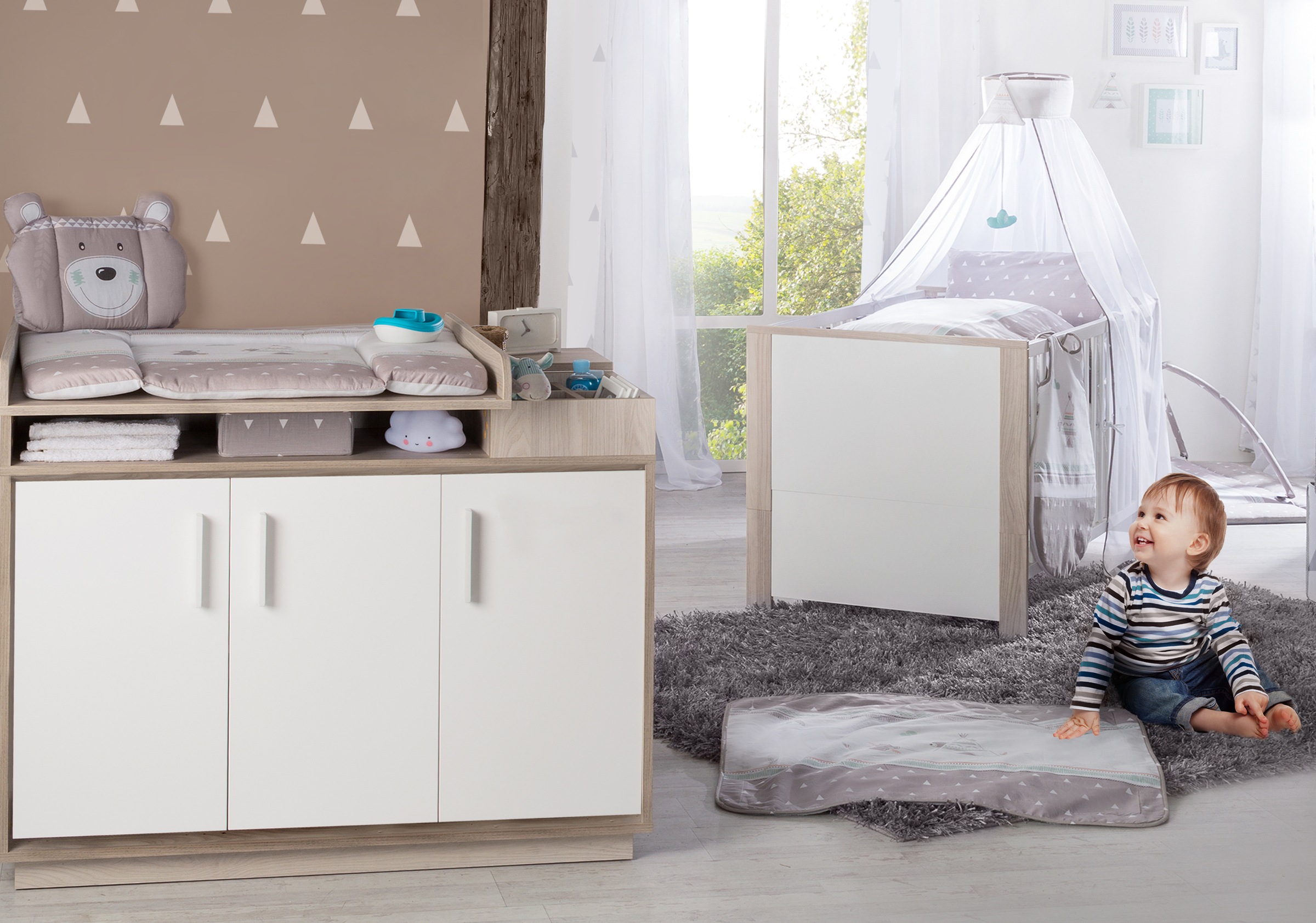 Image of roba® Babymöbel-Set »Olaf«, (Spar-Set, 2 St., Kinderbett, Wickelkommode), mit Kinderbett & Wickelkommode; Made in Europe bei Ackermann Versand Schweiz