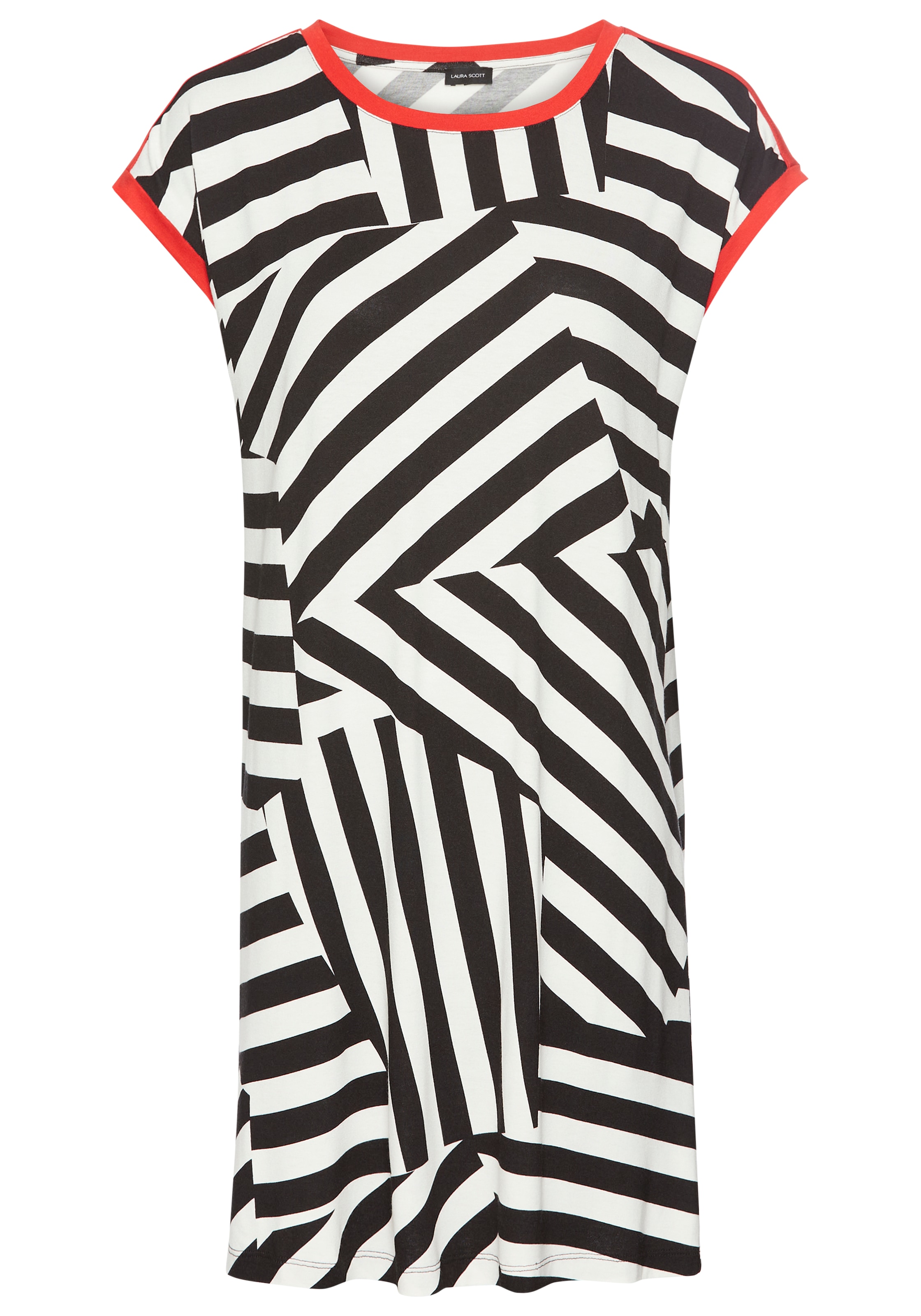 Laura Scott Sommerkleid, mit Streifen-Muster & Konstrast, Jerseykleid