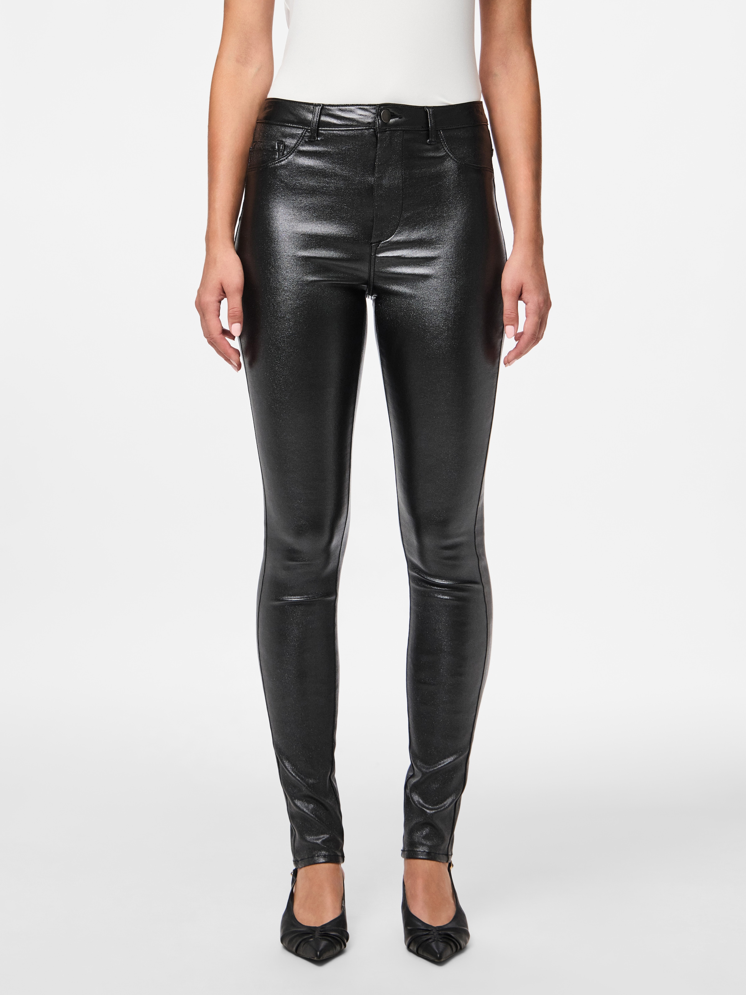 Image of pieces Jeggings "PCHIGHSKIN WEAR GLITTER JEGGINGS NOOS BC" mit Glitzer-Effekt