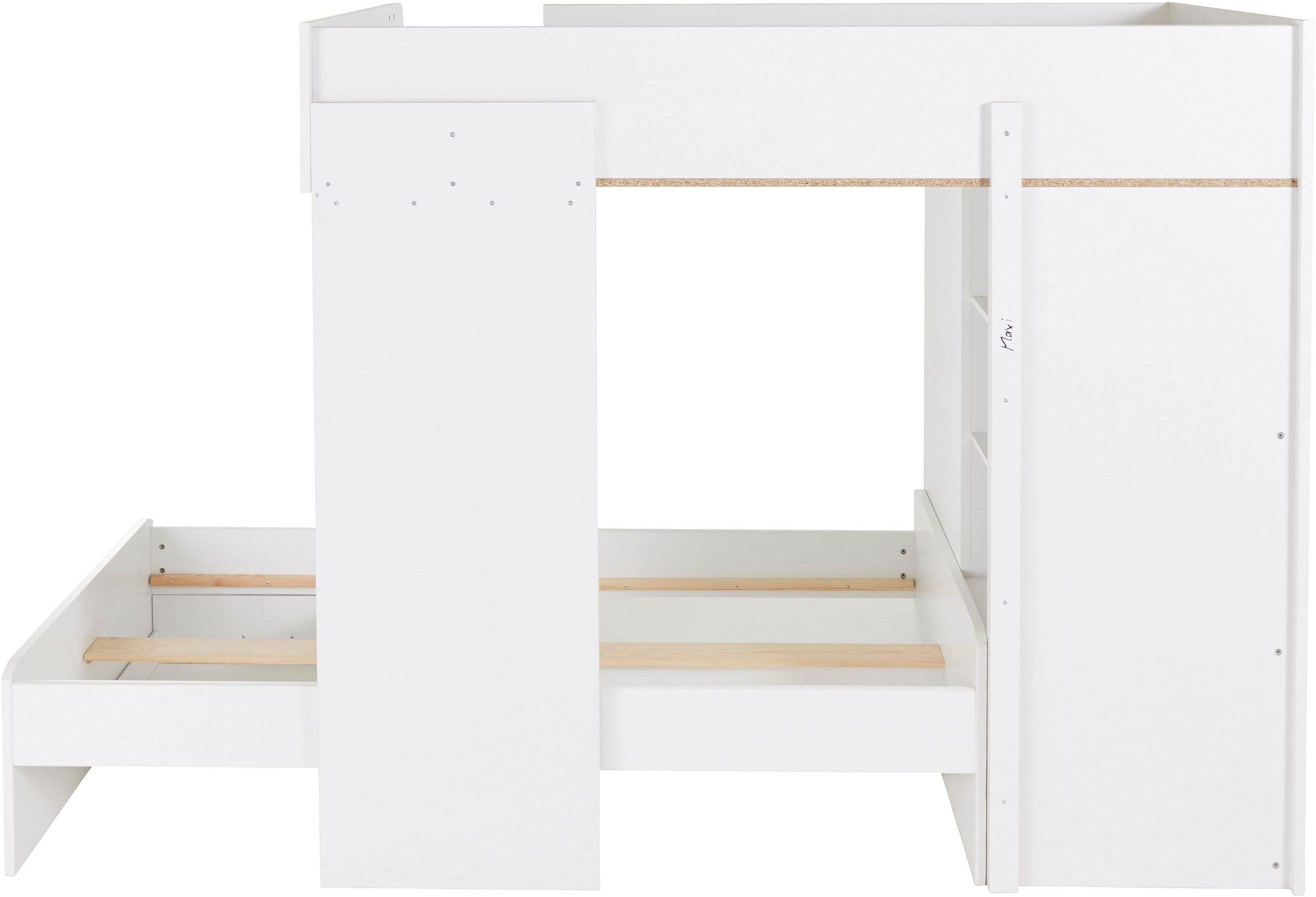 Begabino Hochbett »MAXI« mit 2 Liegeflächen, Kleiderschrank und Regalen