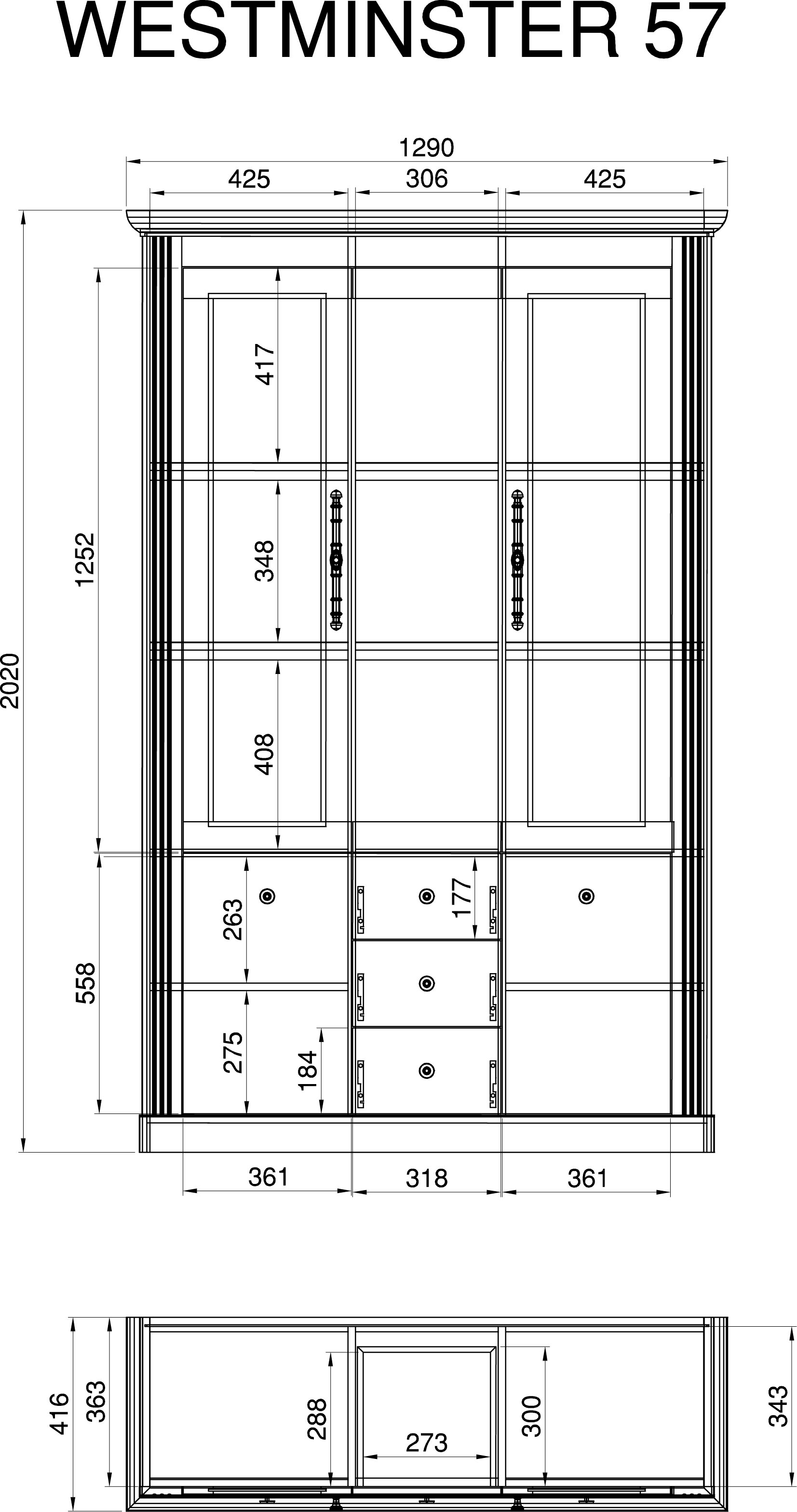 Home affaire Buffet »Westminster«, kaufen Landhausstil romantischen im günstig