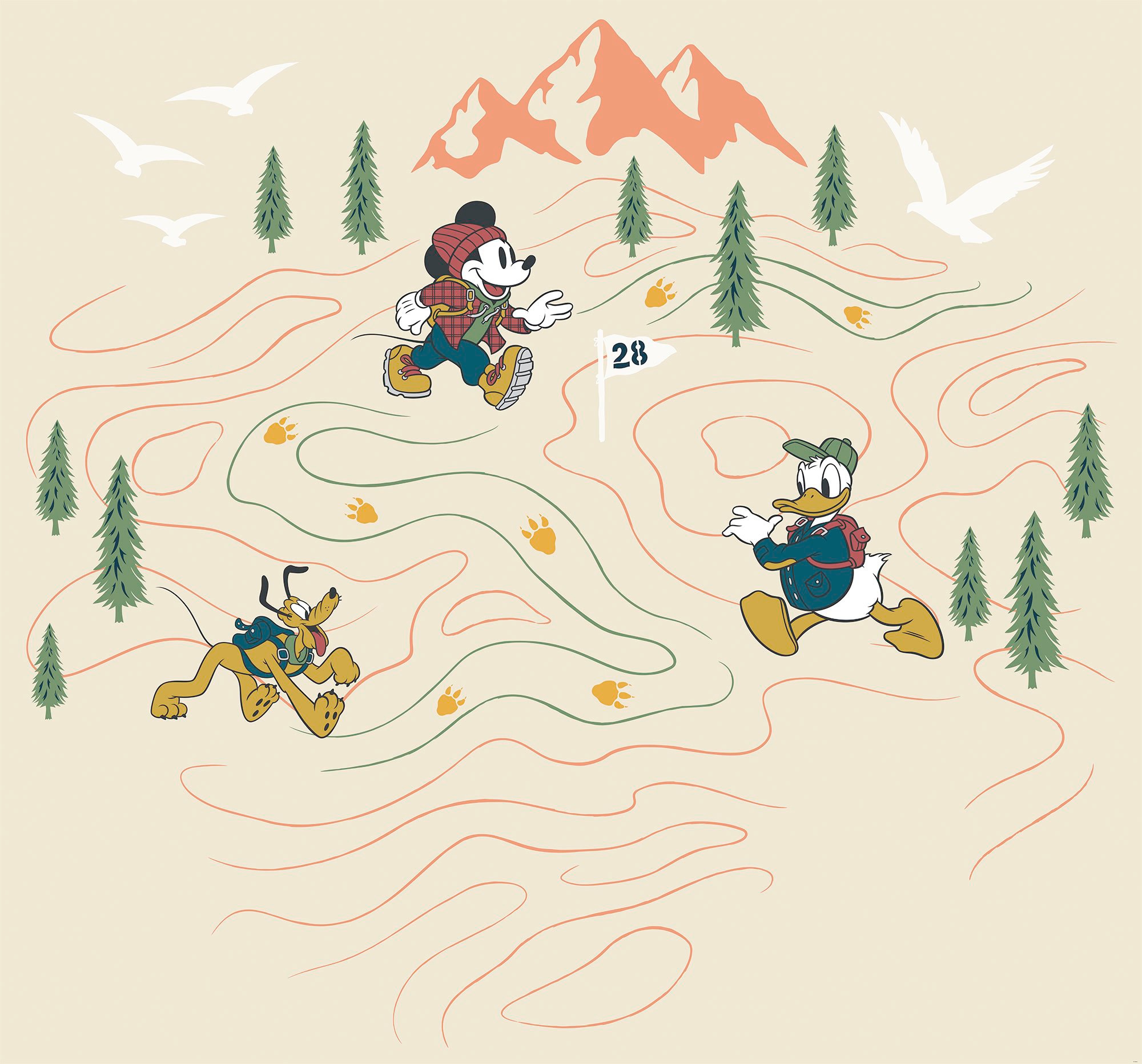 Image of Komar Vliestapete "Digitaldruck Vlies - Mickey Meets the Mountain - Grösse 300 x 280 cm" bedruckt glatt Kinderzimmer