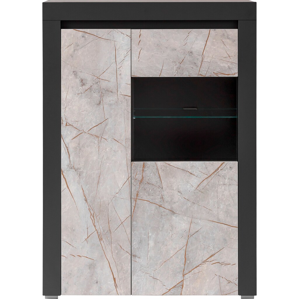 Home affaire Vitrine »Stone Marble«, mit einem edlen Marmor-Optik Dekor, Breite 95 cm