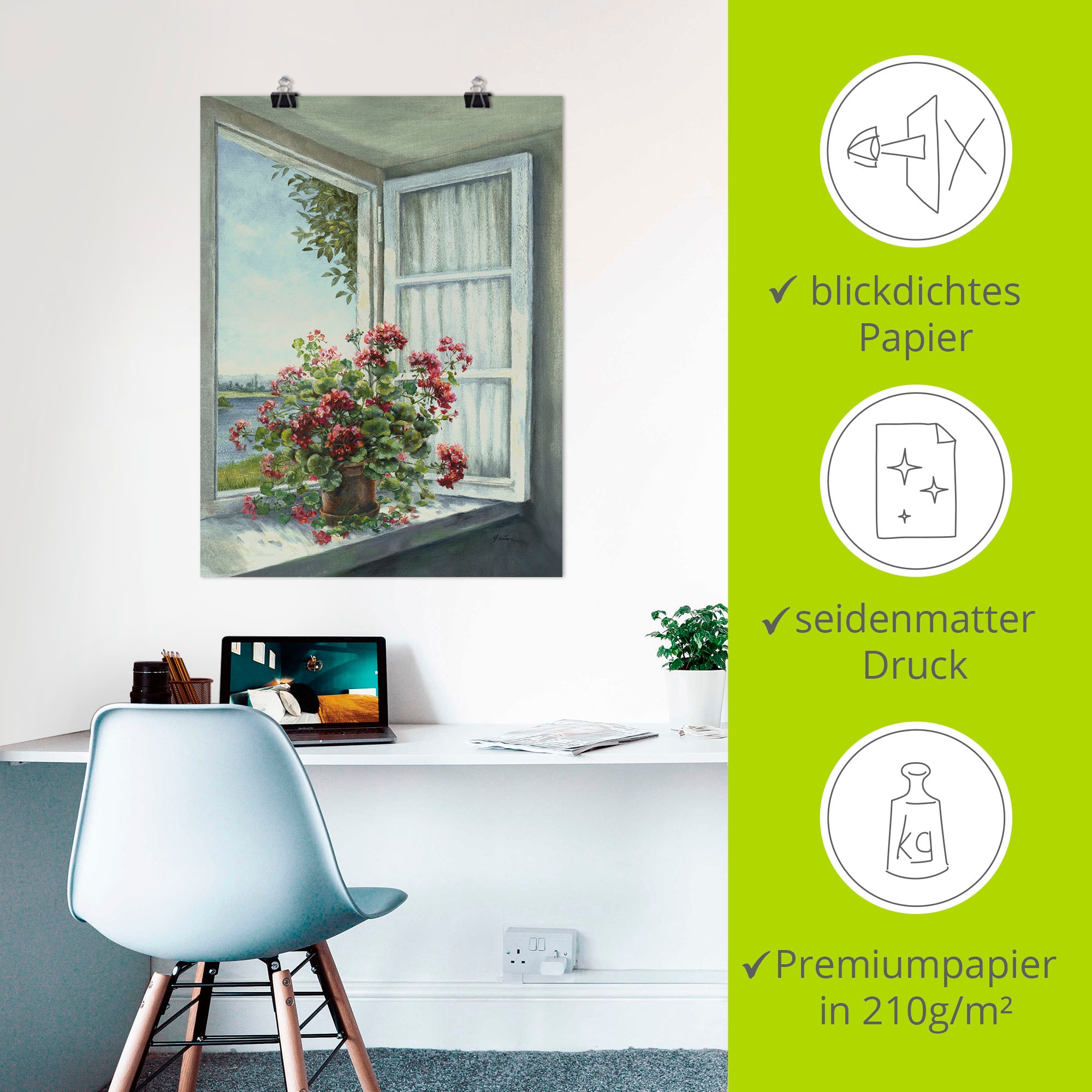 Artland Wandbild »Geranien am Fenster« Blumen 1 Stk. tlg. als Leinwandbild, Poster in verschied. Grössen
