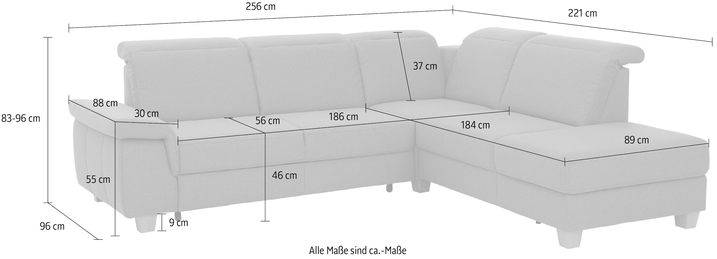 Home affaire Ecksofa »Dalia L-Form«, mit Federkernpolsterung, wahlweise mit Bettfunktion, Bettkasten