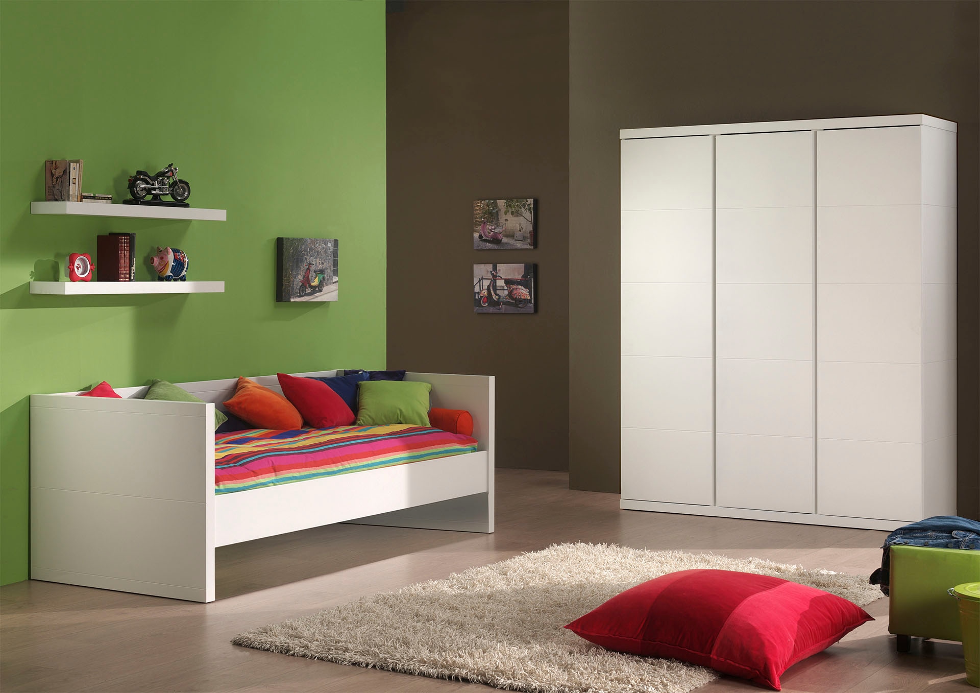 Vipack Einzelbett Made in Europe,  mit gradliniger Optik und Liegefläche 90x200 cm, Weiss lackiert
