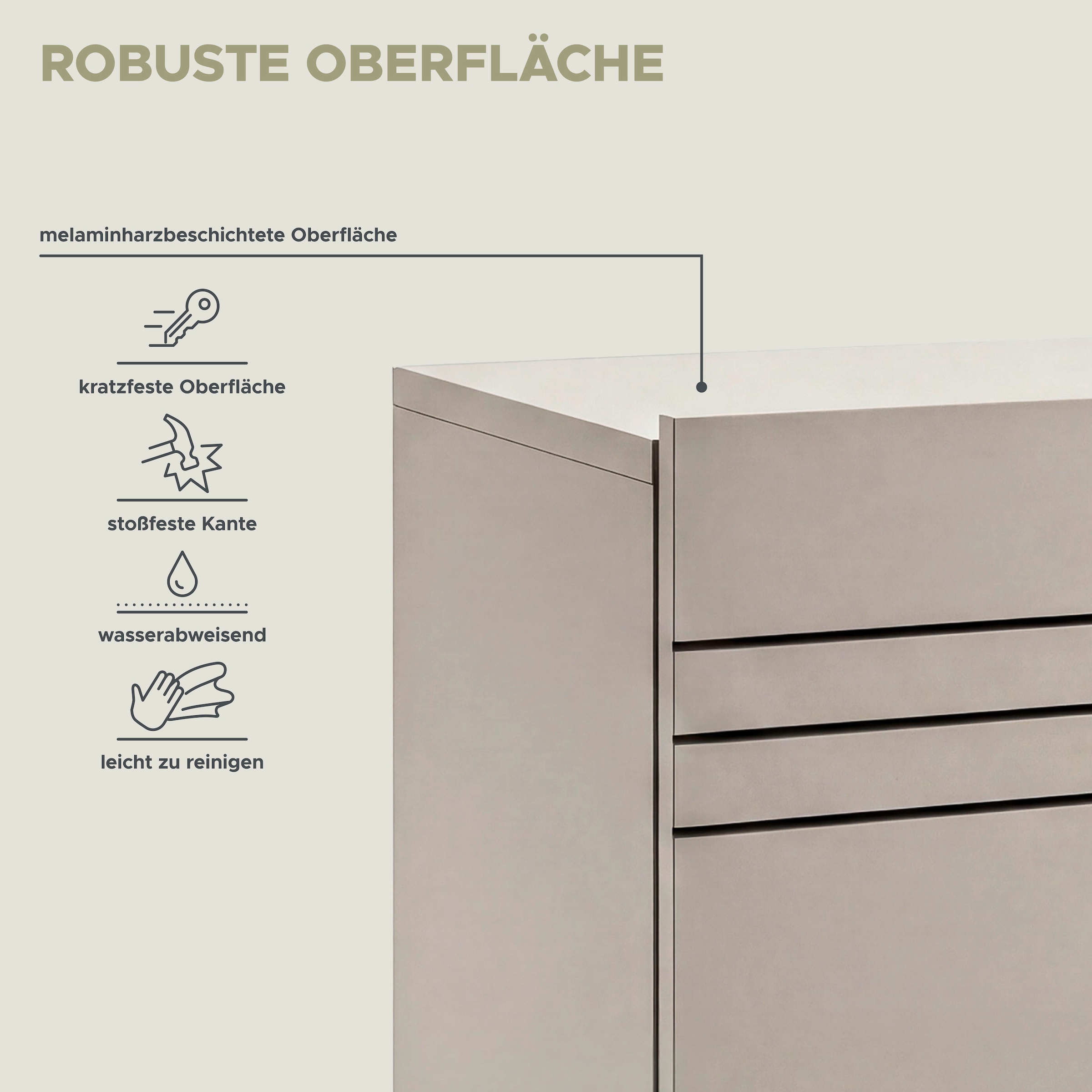 GOODproduct Table basse »SPIAGGIA, 3-teiliges Set, Breite 225cm, stehend & hängend montierbar« Meuble TV, armoire TV, meuble TV bas, meuble média