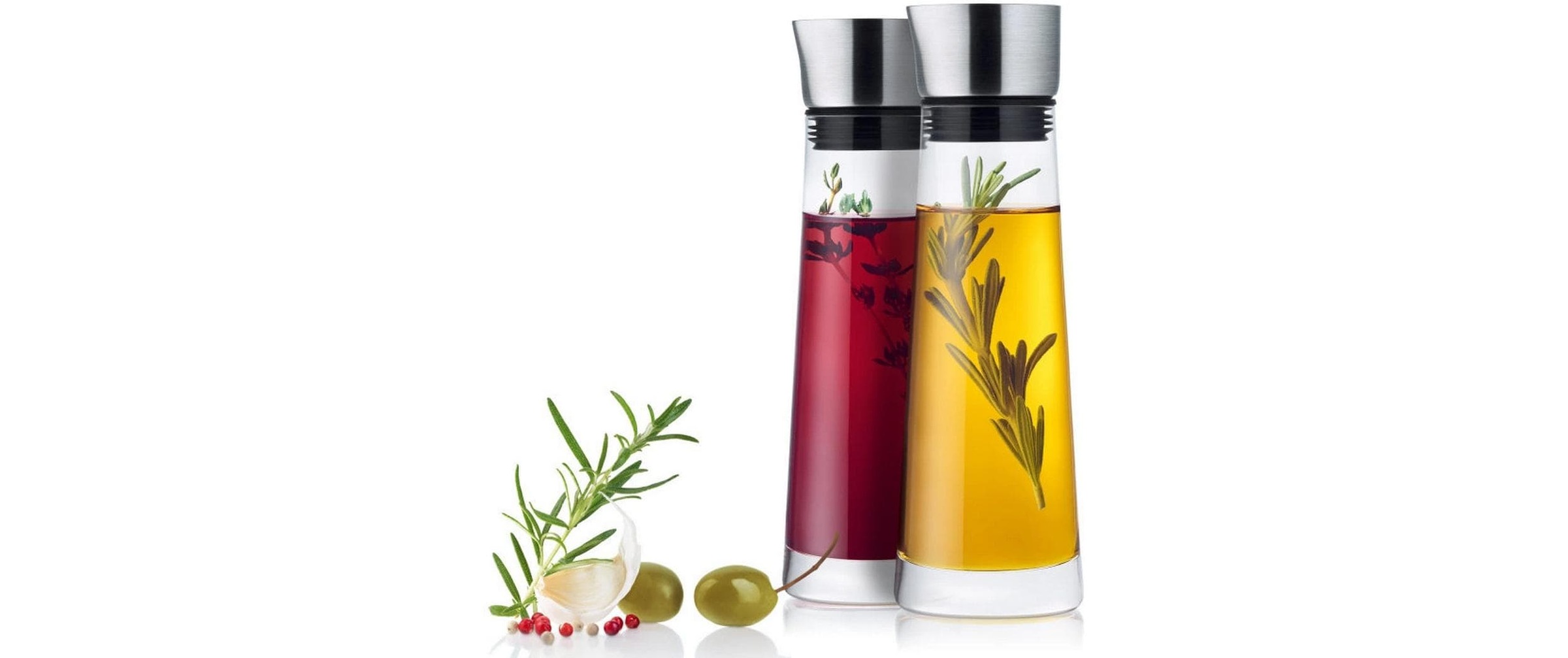 Blomus Alinjo Oil & Vinegar Set with Stainless Steel Lid - Transparent in Clear