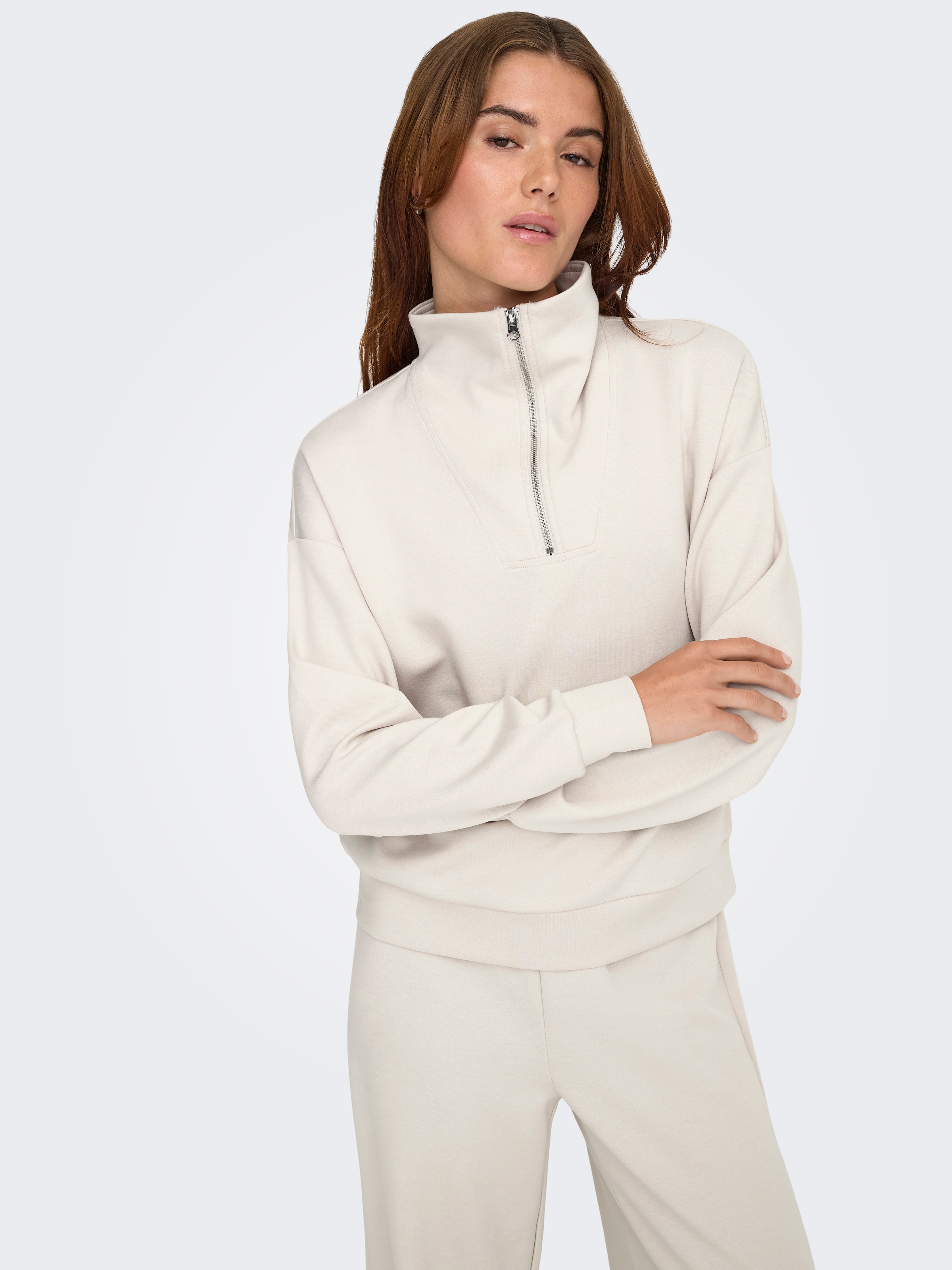 Image of ONLY Play Sweater "ONPLOUNGE HN LS HZ DS SWT NOOS", Materialmix, loose fit