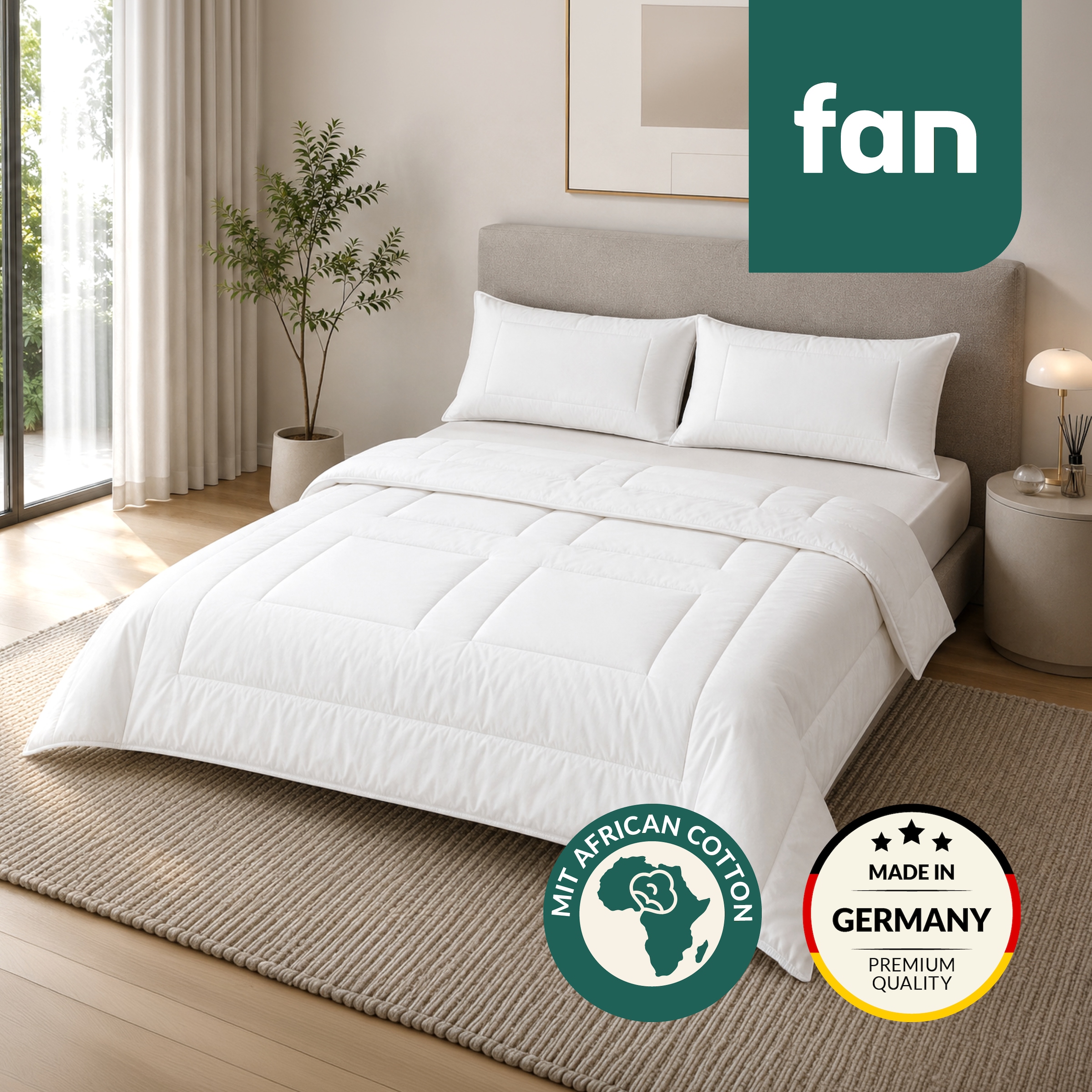 Image of fan Naturfaserbettdecke "African Cotton 100% Lyocell, 135x200 cm und weitere Grössen" normal Füllung 100% Lyocell (TENCEL™) 1 Stk. tlg. Bettdecke für Winter oder Sommer. Hergestellt in Deutschland