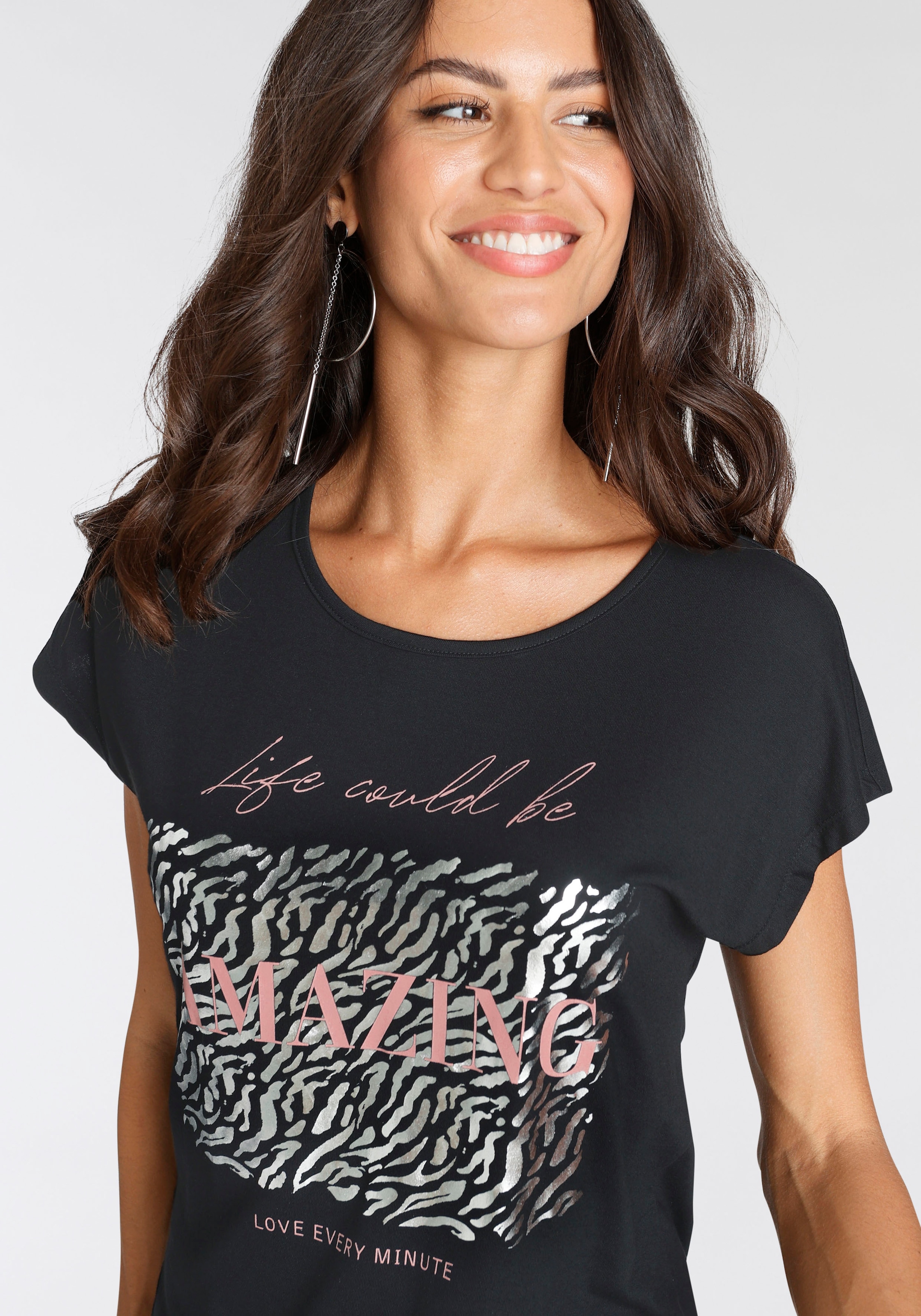 Laura Scott T-Shirt, mit modischem Folienprint