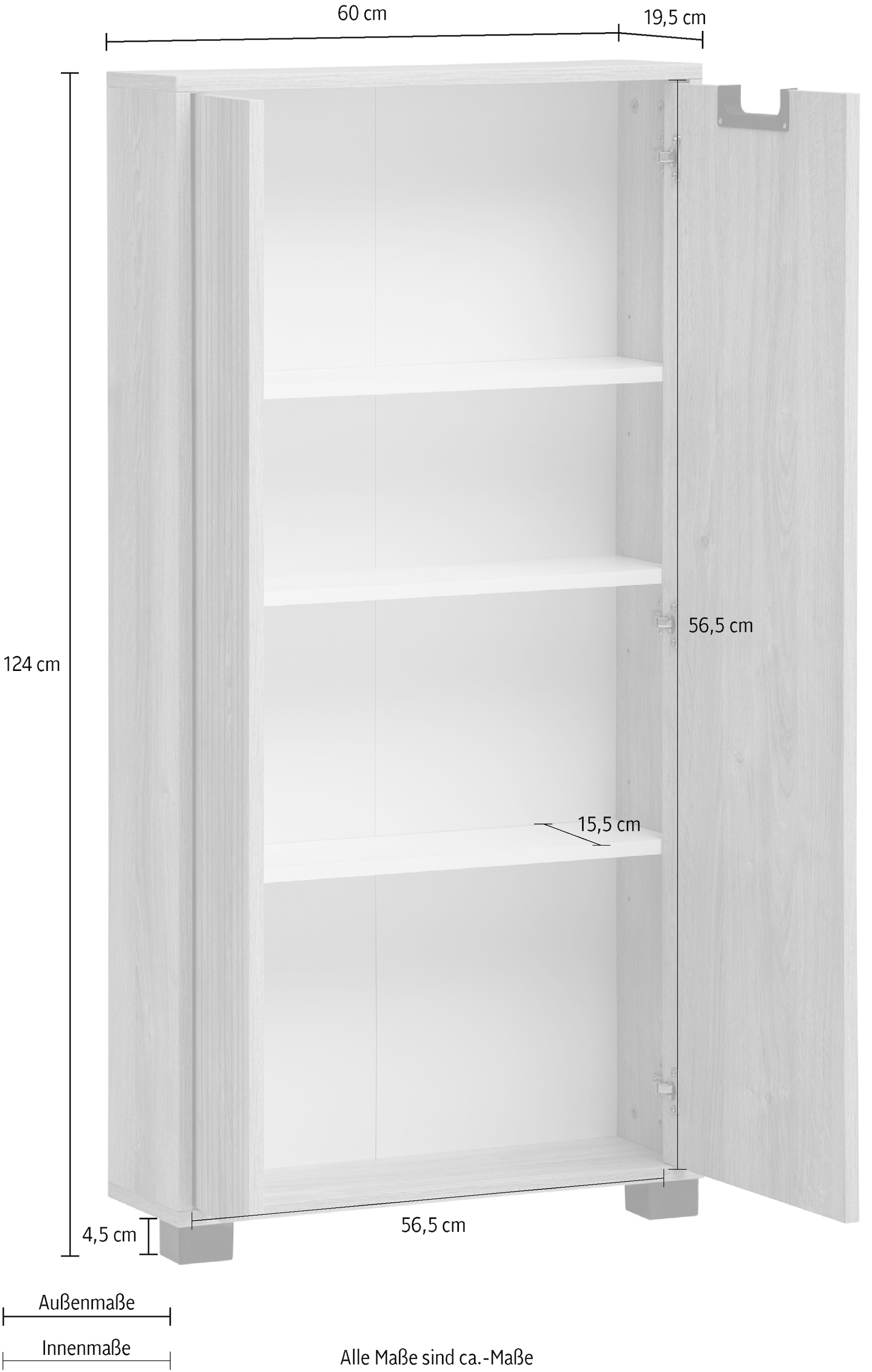 Schildmeyer Armoire intermédiaire »Emmik, Breite 60 cm, platzsparend, verstellbare Einlegeböden« Made in Germany