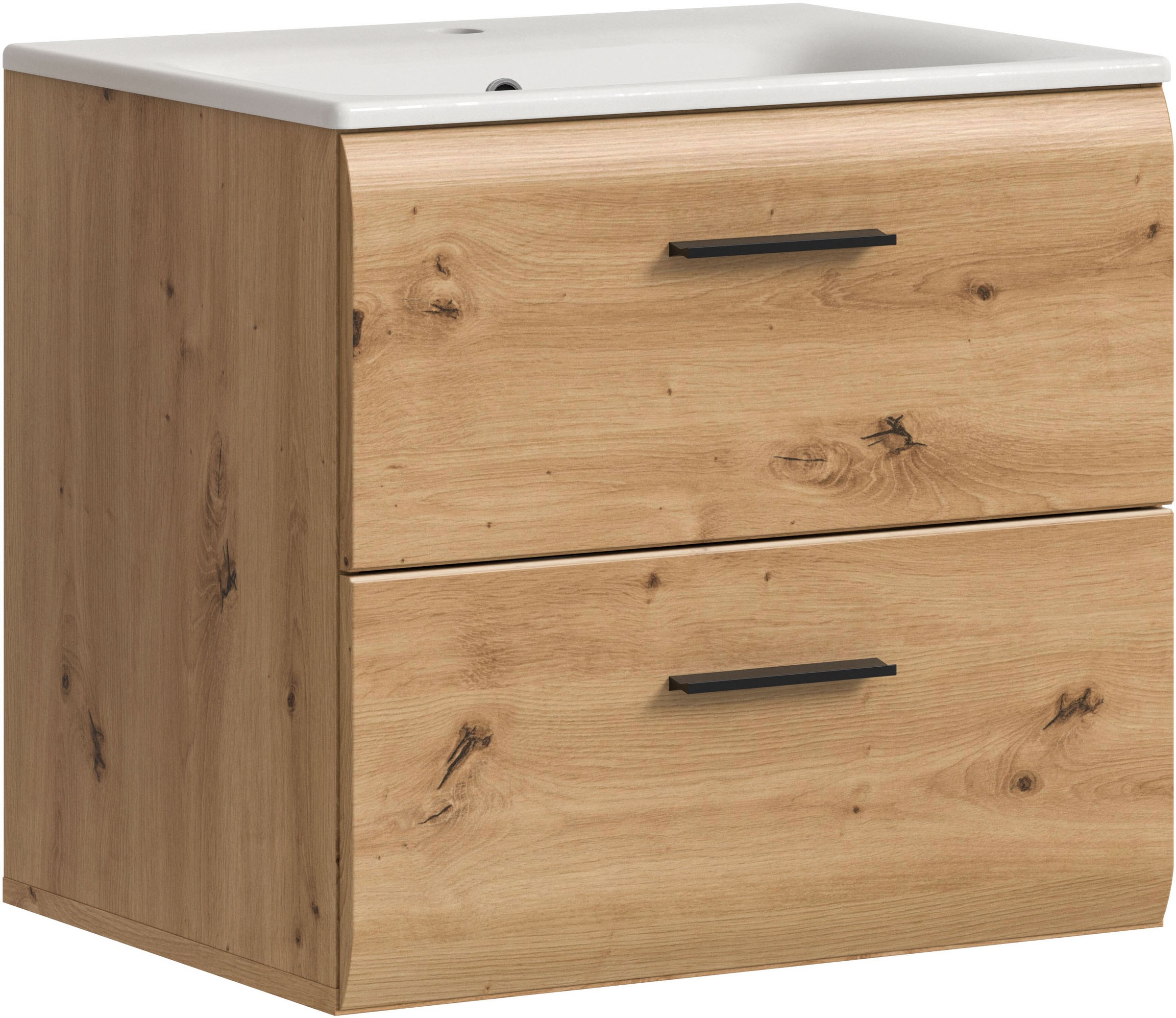 Image of welltime Waschbeckenunterschrank 2 Stk. tlg. Florenz, Waschtisch inkl. Waschbecken, Artisan Oak NB, Schubladen