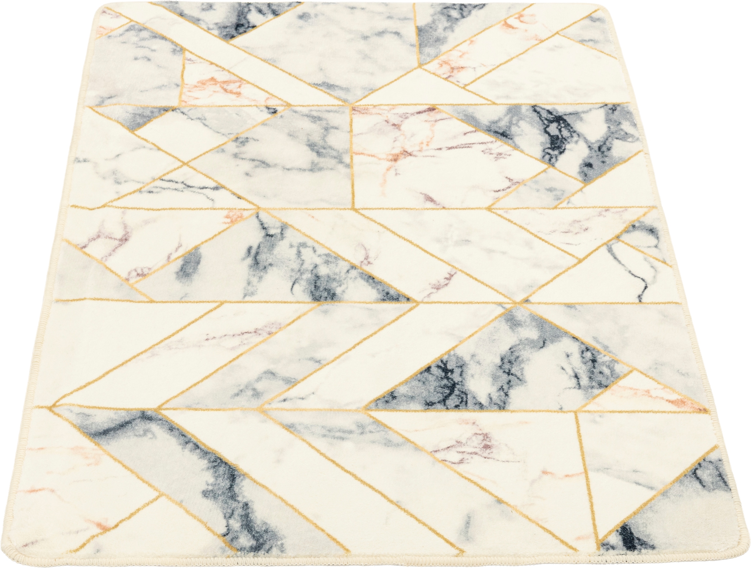 Gino Falcone Tapis de bain »Aquata GF-155, Badvorleger, Badezimmer Teppich« Höhe 7 mm revêtement antidérapant Badteppich, bedruckt, Marmor Design, rechteckig