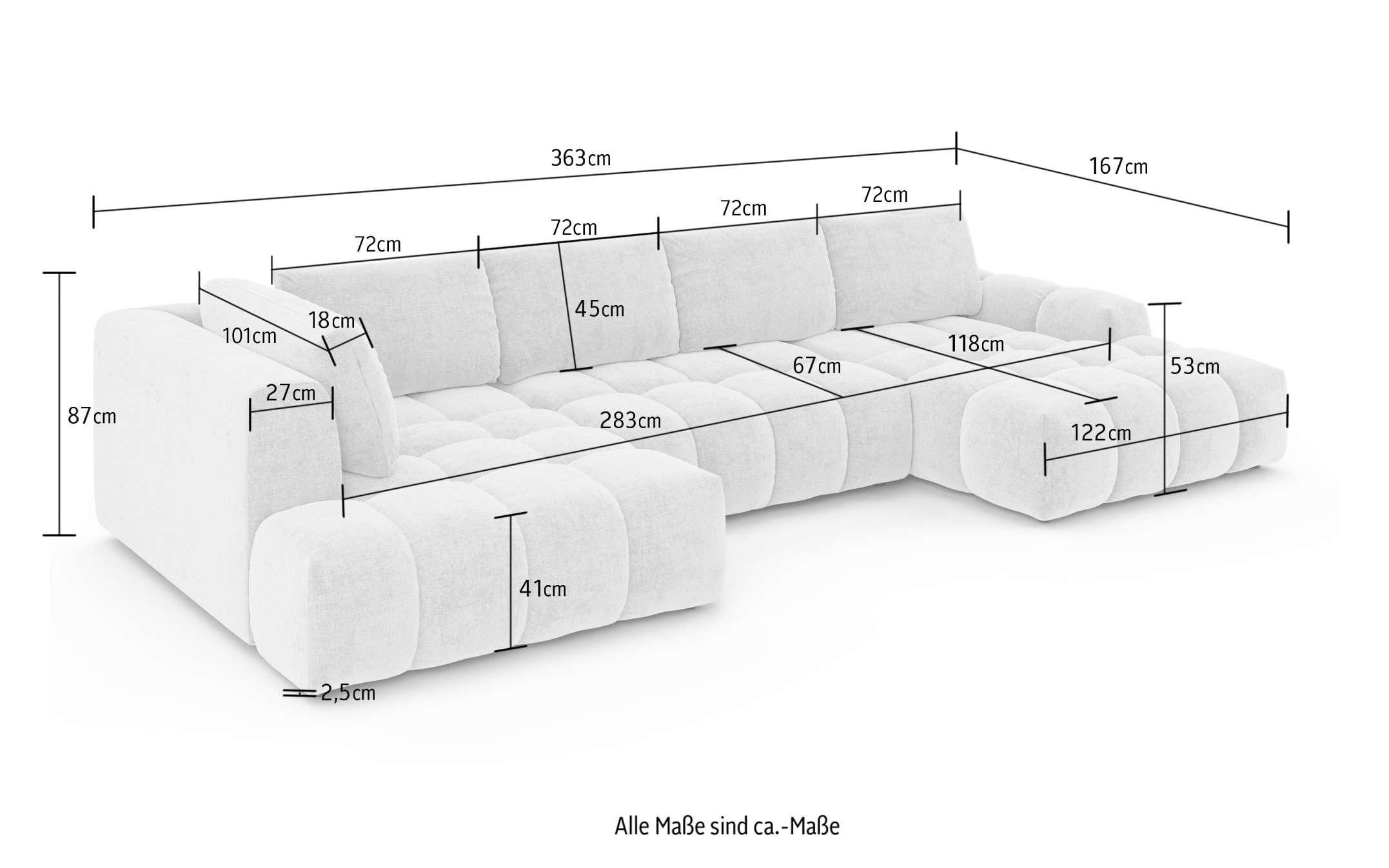 GOODproduct Wohnlandschaft »AZITA U-Form, Breite 363 cm - OTTO. Verlässliche Qualität.« wahlweise als Schlafsofa mit Bettkasten, Bubble-Optik