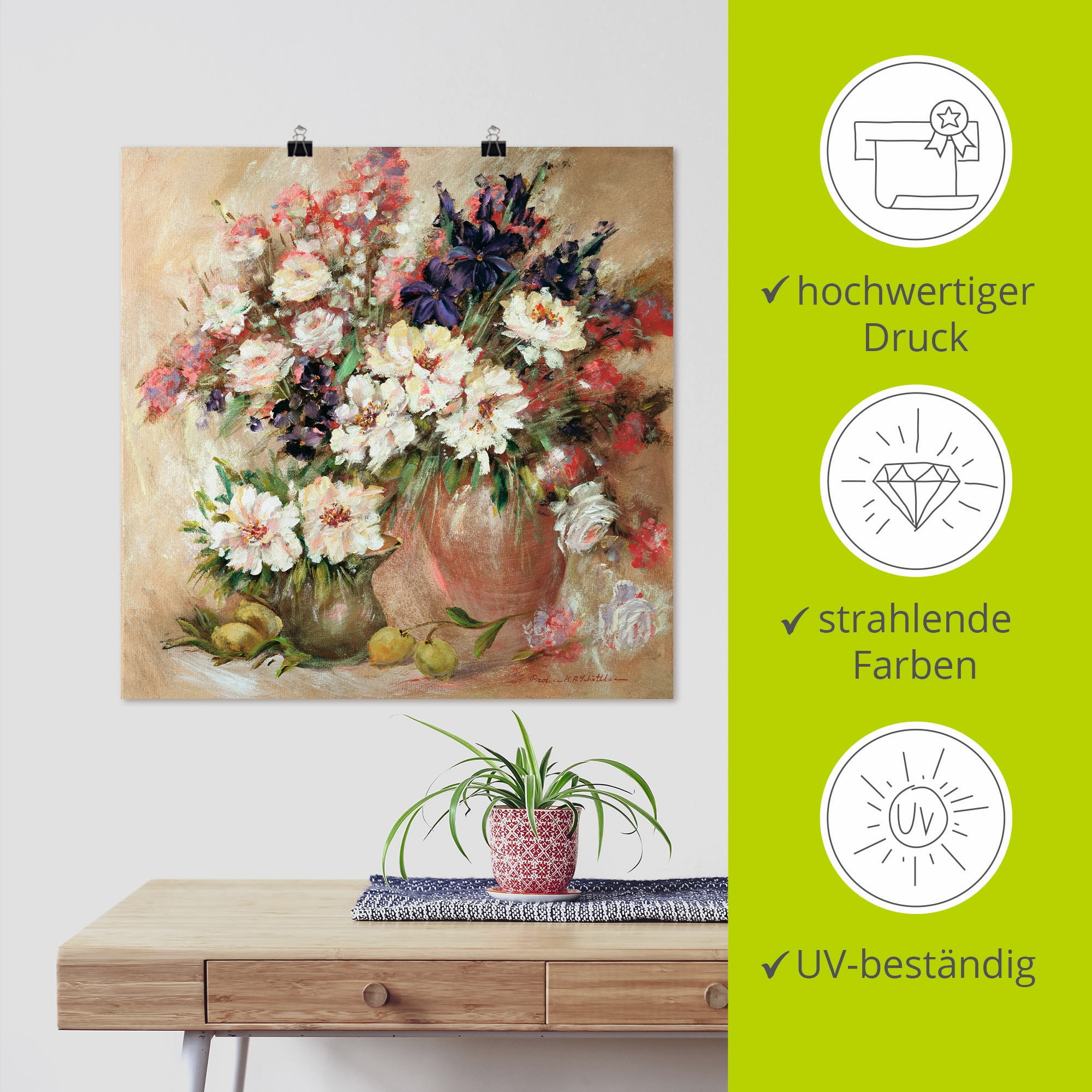 Artland Poster »Stillleben I«, Blumen, (1 St.), als Leinwandbild, Wandaufkleber oder Poster in versch. Grössen