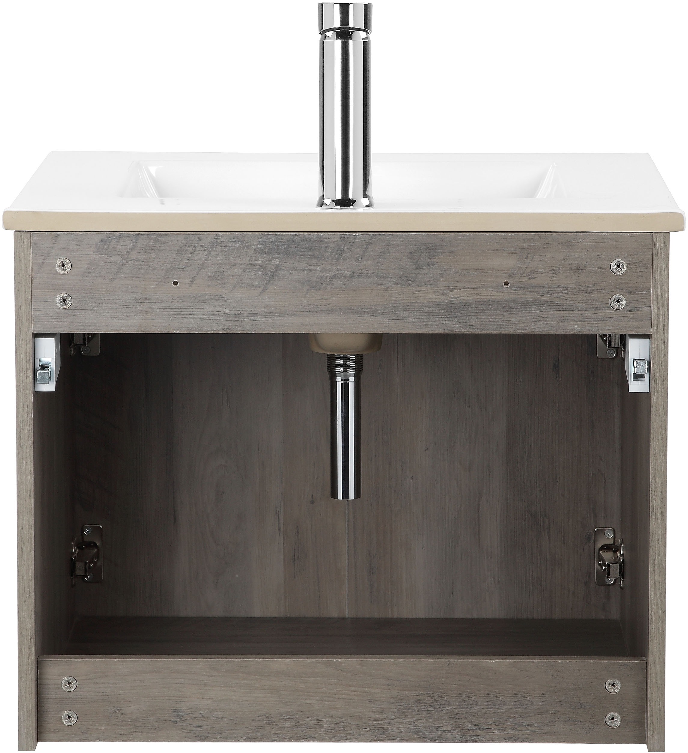 welltime Table de lavage »Florenz, Breite 60cm, 2 Tür, 2 Fächer, MDF-Front« Set, Waschtisch inklusive Waschbecken,  Waschplatz mit 2 Türen,in verschiedenen Farben erhältlich, Badmöbel