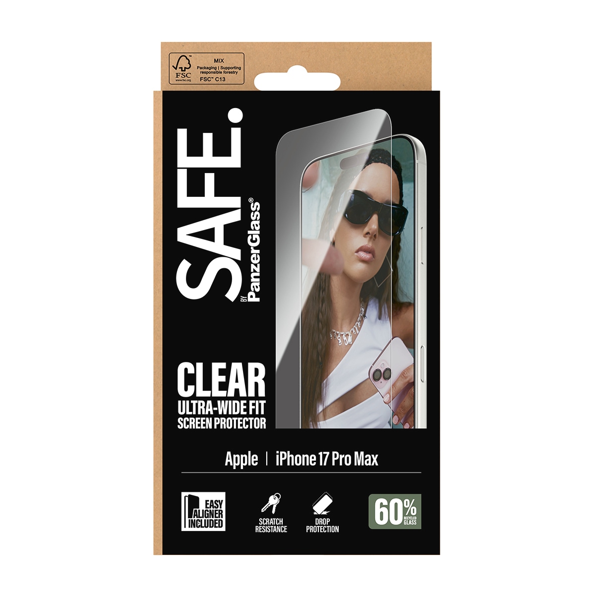 SAFE by PanzerGlass Displayschutzglas »Ultra-Wide Fit Screen Protector« für Apple iPhone 17 Pro Max Displayschutzfolie, Schutzfolie, Bildschirmschutz, kratz- & stossfest