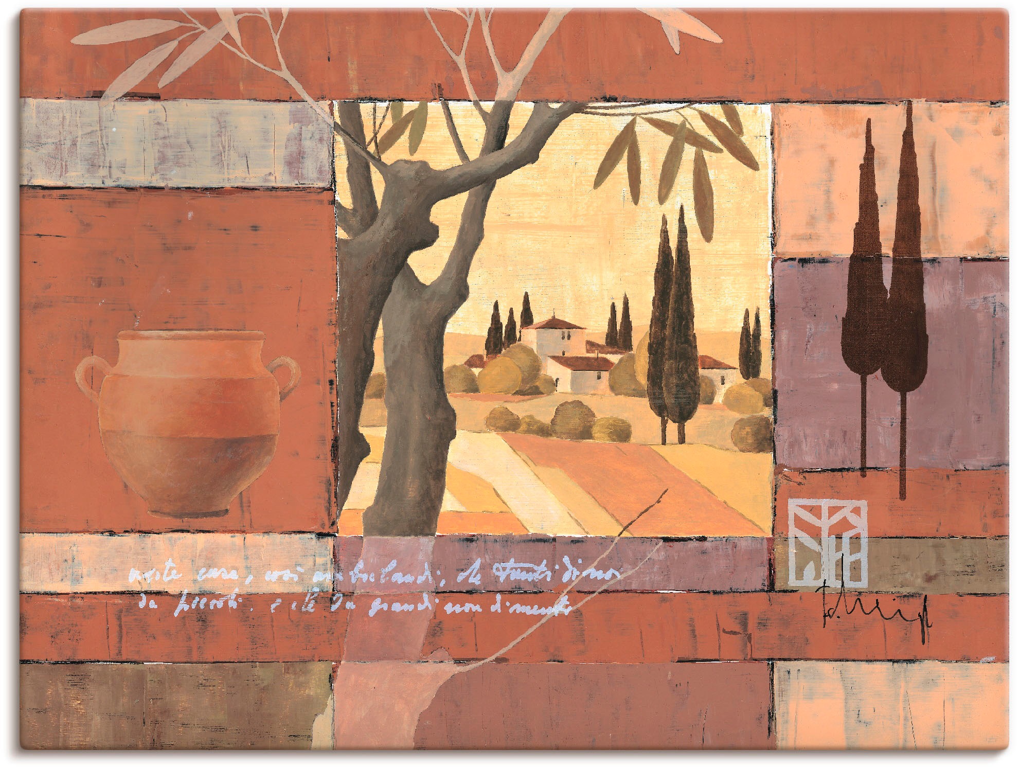 Image of Artland Wandbild »Mediterrane Kornfelder V«, Felder, (1 St.), in vielen Grössen & Produktarten -Leinwandbild, Poster, Wandaufkleber / Wandtattoo auch für Badezimmer geeignet bei Ackermann Versand Schweiz