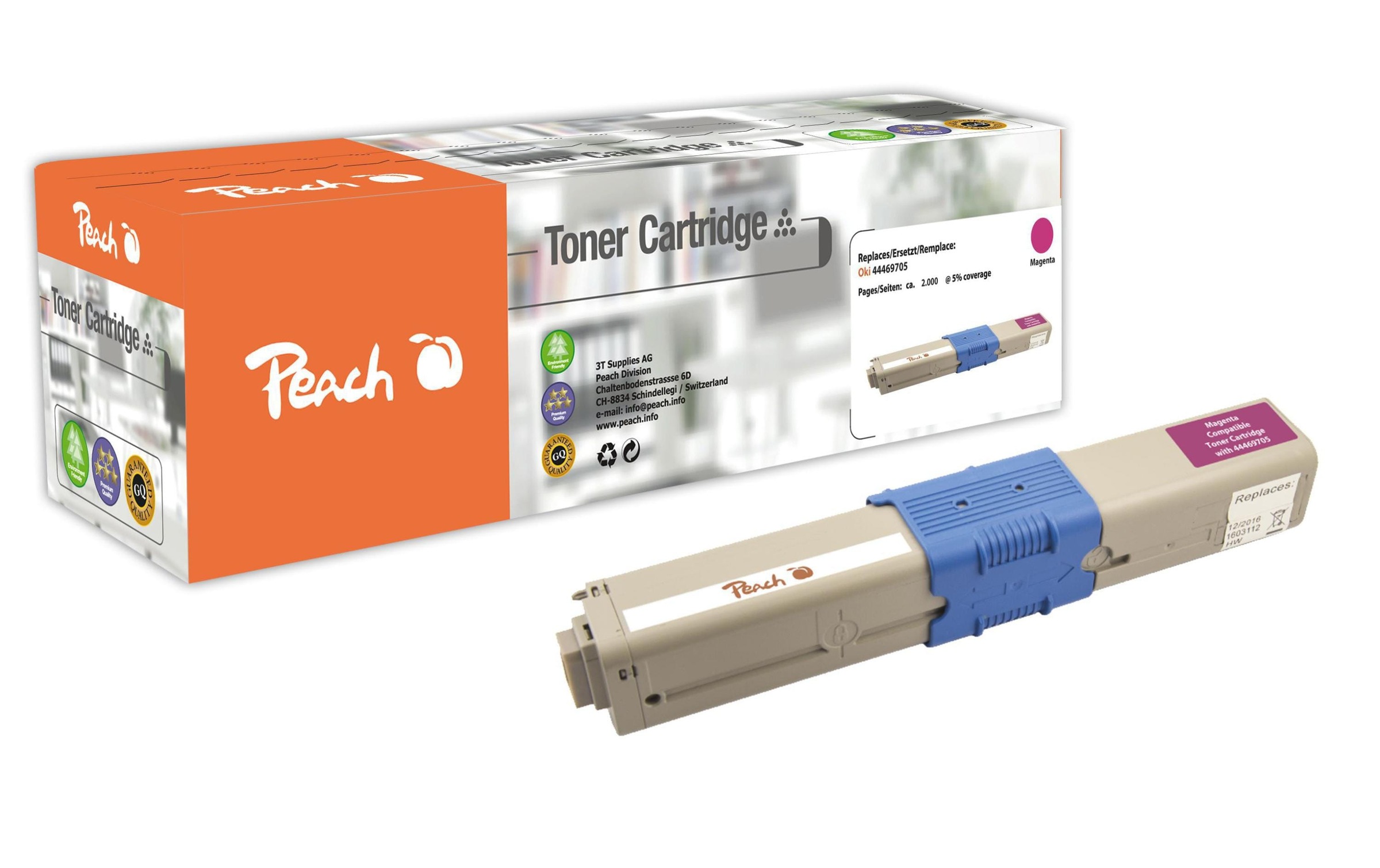 Image of Peach Tonerpatrone "OKI 44469705 Magenta"
