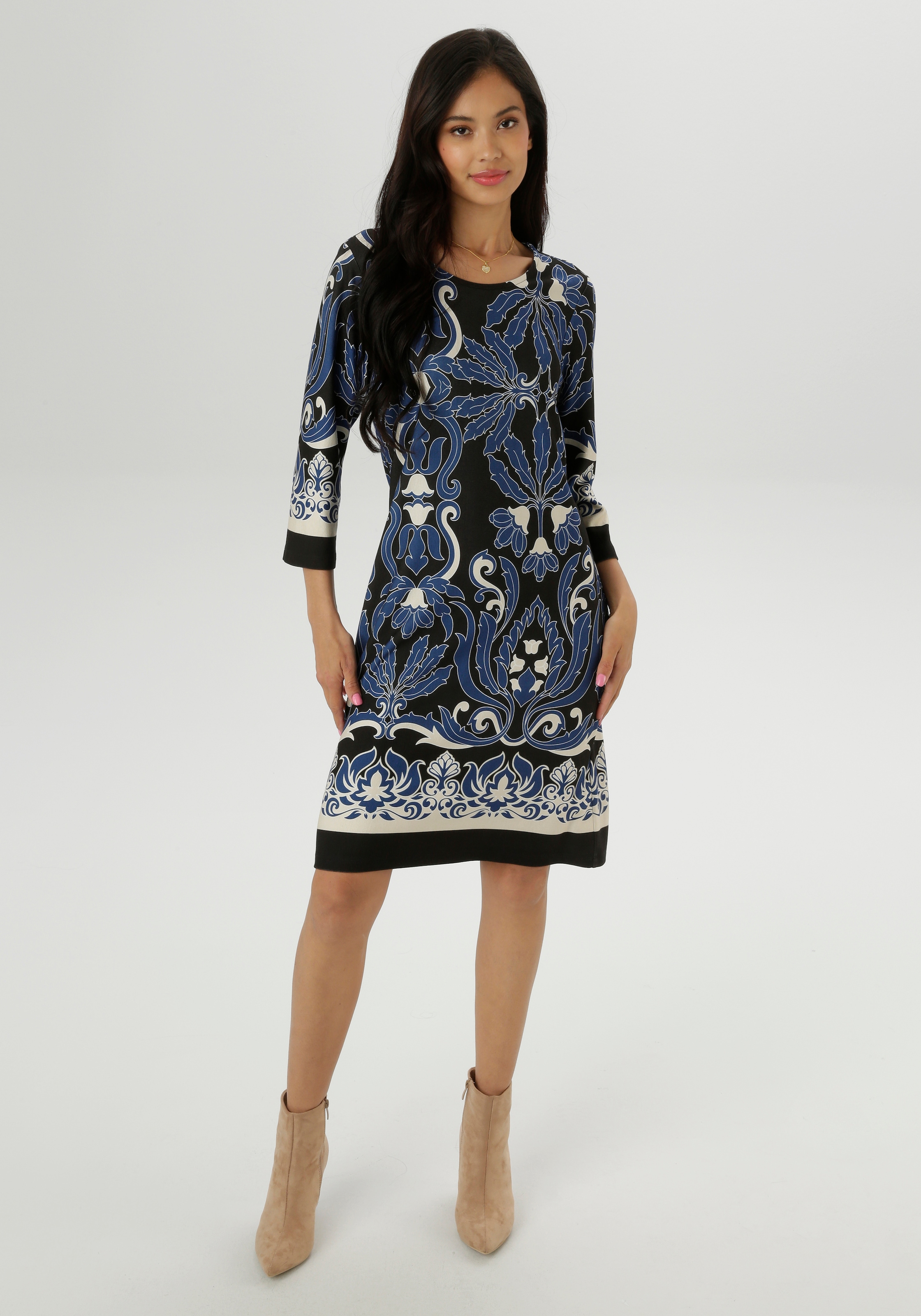 Image of Aniston SELECTED Jerseykleid mit Ornamenten- und Rankendruck Allover