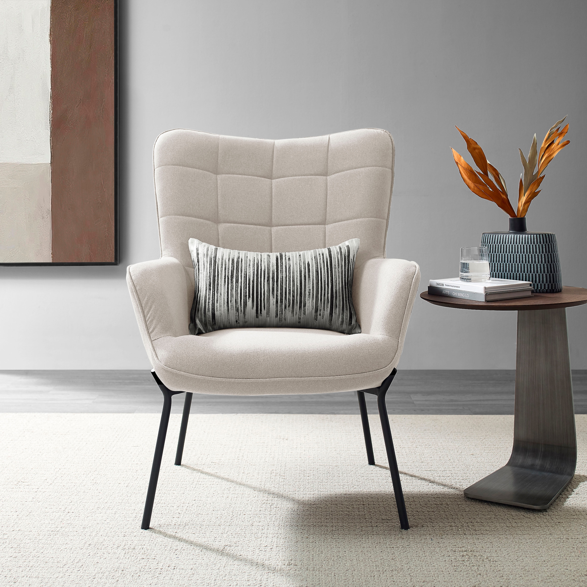 GOODproduct Loungesessel »Luukas, Ohrensessel mit Metallbeinen,«, (1 St.), Stoff recyceltes Polyester, Sitz und Rücken gepolstert, Sitzhöhe 46 cm