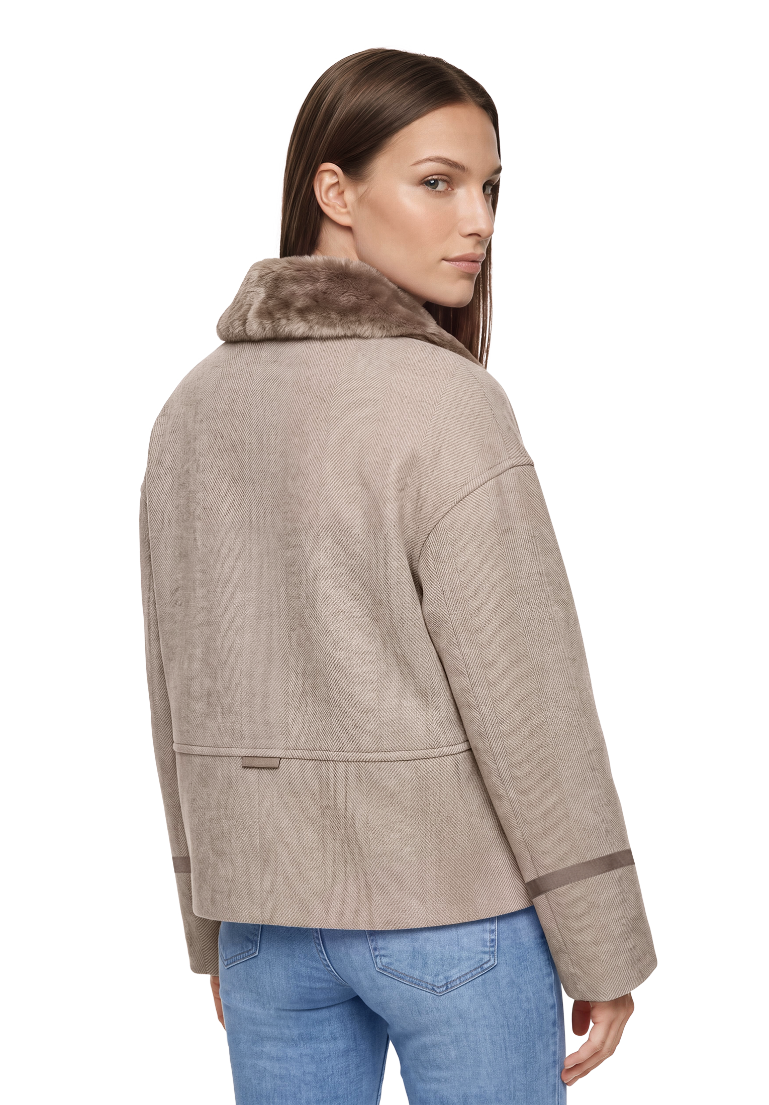 Gil Bret Fellimitatjacke ohne Kapuze mit Reissverschluss und aufgesetzten Fell-Taschen /mit Wolle