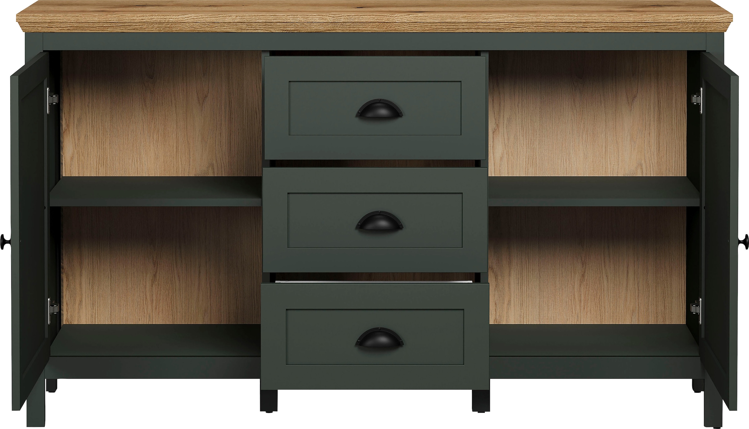 Home affaire Sideboard »Vienna«, (1 St.), Kommode im Landhausstil mit 3 Vollauszug-Schubladen und 4 Fächer
