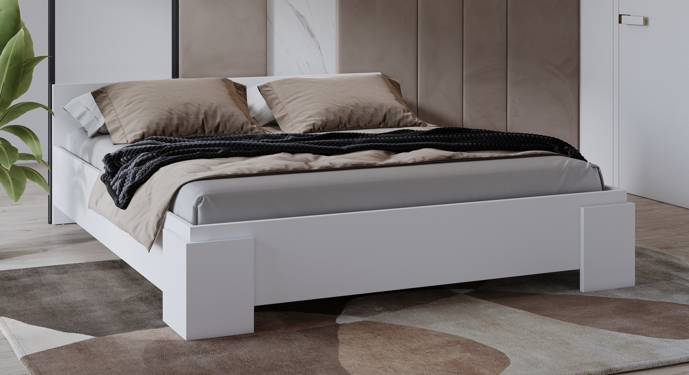 Home affaire Bettgestell »India, FSC-zertifizierter Holzwerkstoff, Made in Europe«, Doppelbett 160x200 oder 180x200cm, weiss oder schieferfarben