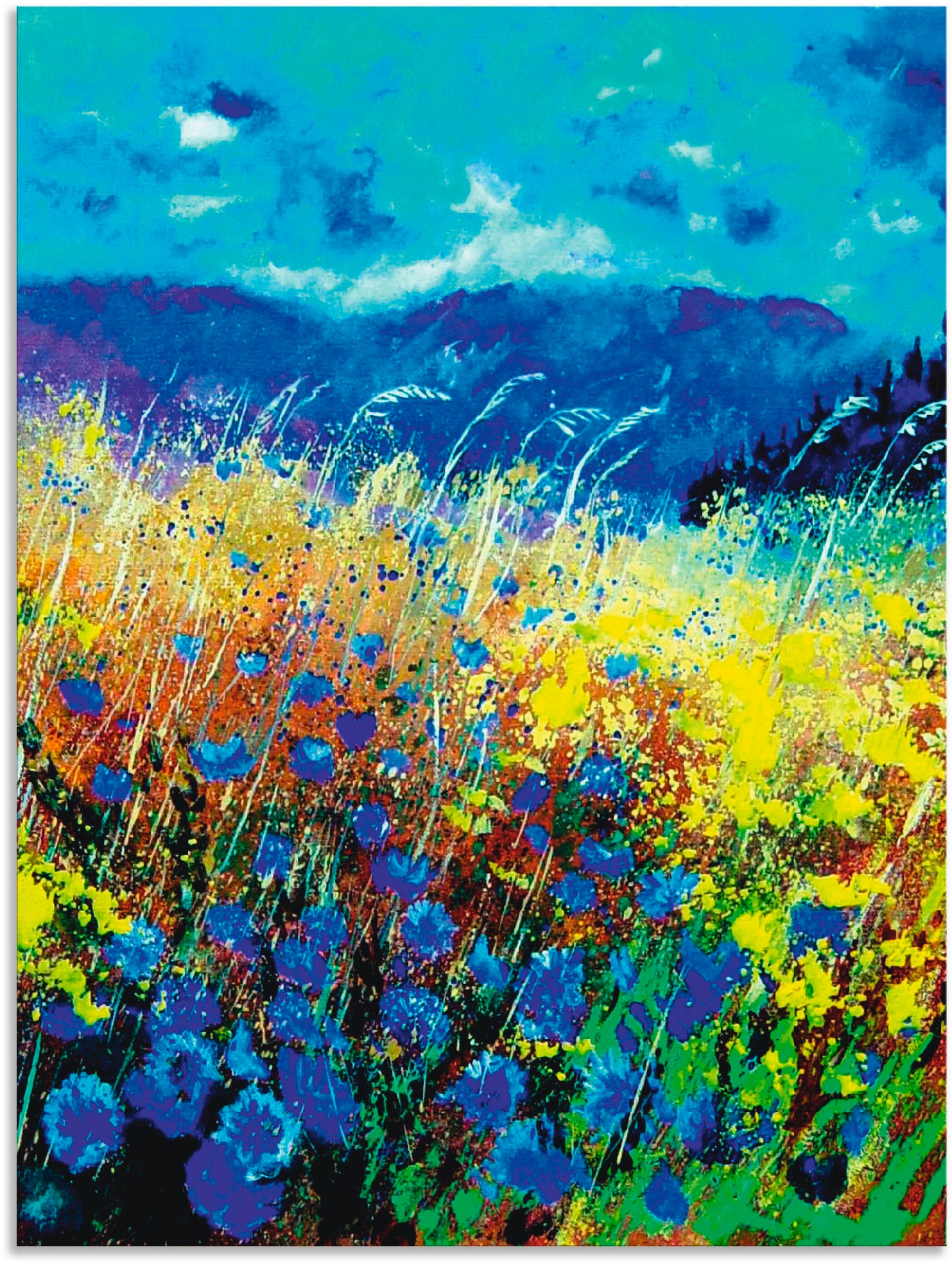 Image of Artland Wandbild »Blaue wilde Blumen«, Blumenwiese, (1 St.), in vielen Grössen & Produktarten - Alubild / Outdoorbild für den Aussenbereich, Leinwandbild, Poster, Wandaufkleber / Wandtattoo auch für Badezimmer geeignet bei Ackermann Versand Schweiz