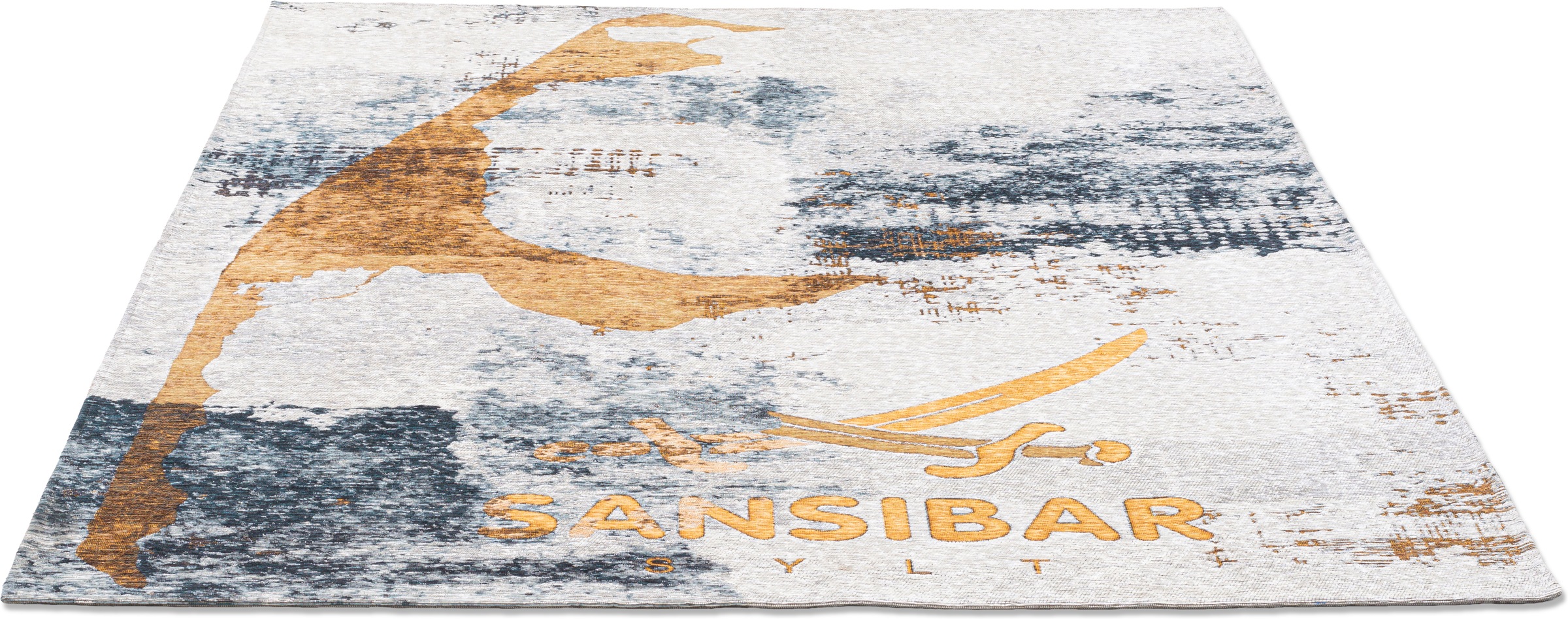 Sansibar Teppich »Keitum 012« rechteckig 3 mm Höhe Flachgewebe, modernes Design, Motiv Sylt & gekreuzte Säbel