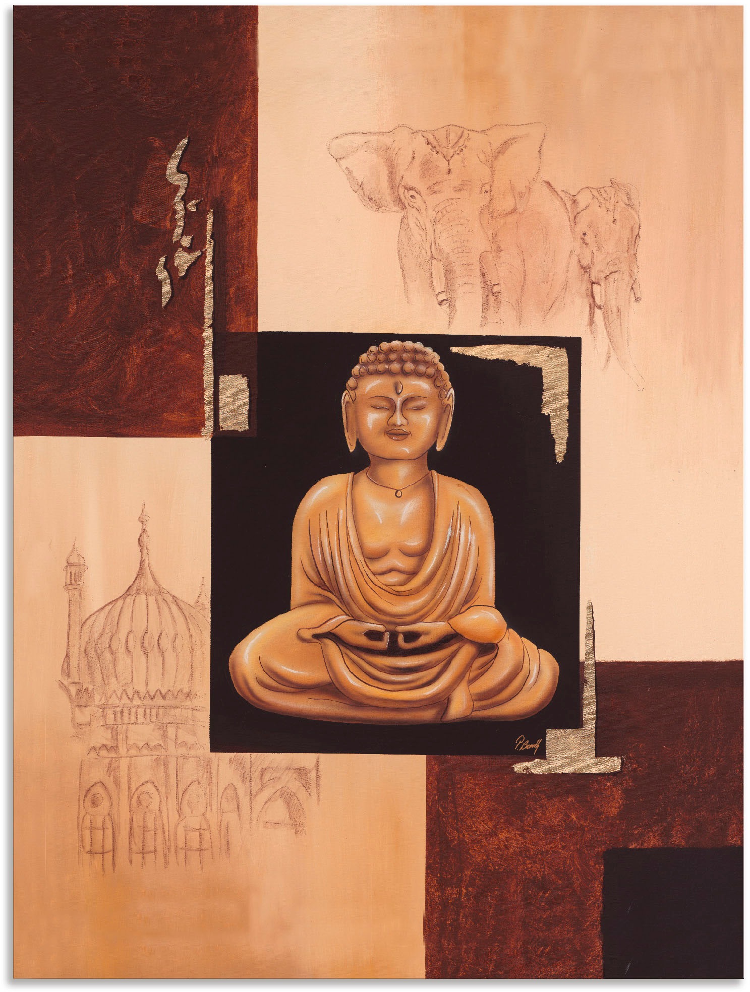 Image of Artland Wandbild »Indisches Gefühl I«, Religion, (1 St.), in vielen Grössen & Produktarten - Alubild / Outdoorbild für den Aussenbereich, Leinwandbild, Poster, Wandaufkleber / Wandtattoo auch für Badezimmer geeignet bei Ackermann Versand Schweiz