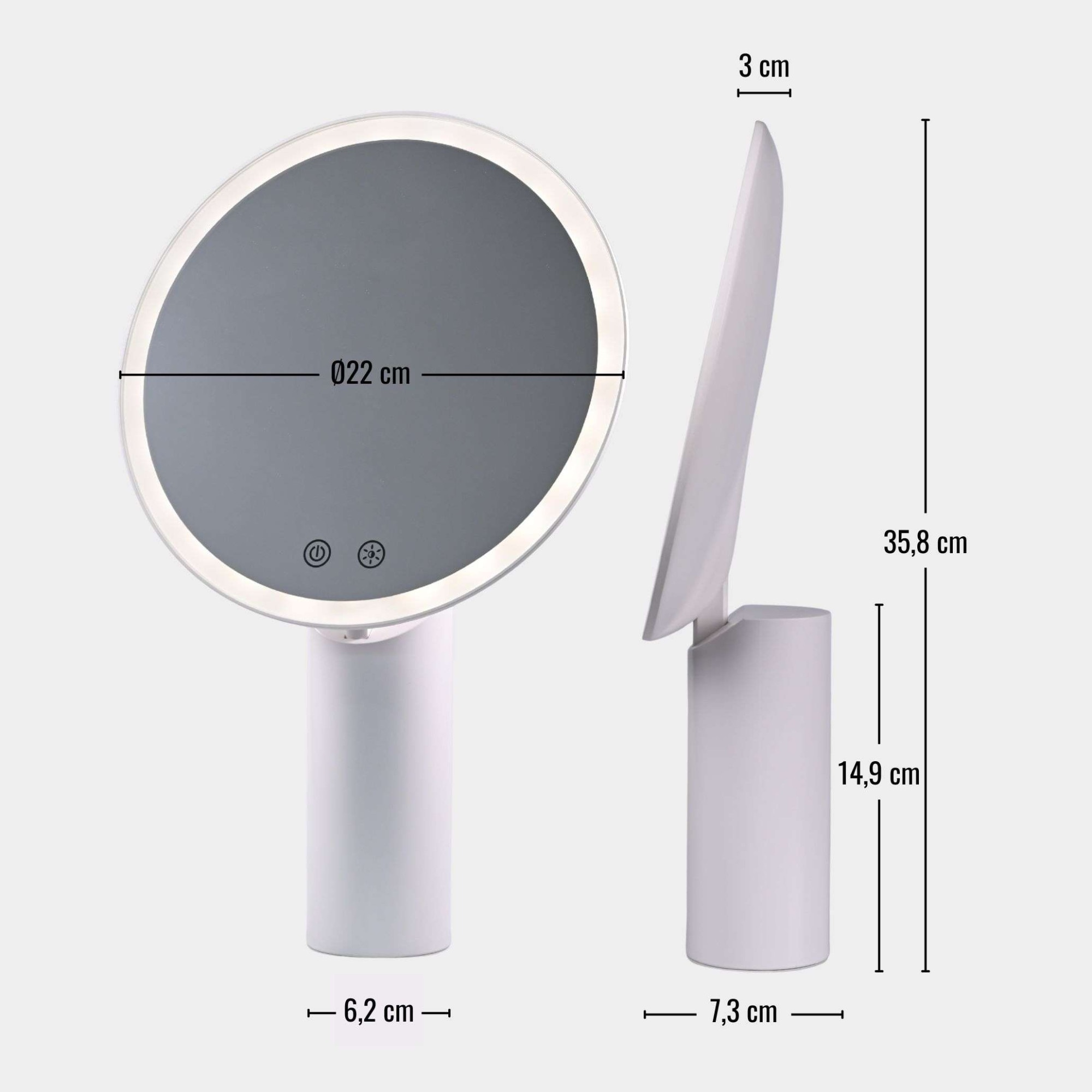 Loevschall Miroir de maquillage »Bridget Kosmetikspiegel mit Licht, stufenlos dimmbar & Touch Steuerung« Kippbar, Lichtfarben wählbar, kabellos, ideal für Bad und Schlafzimmer