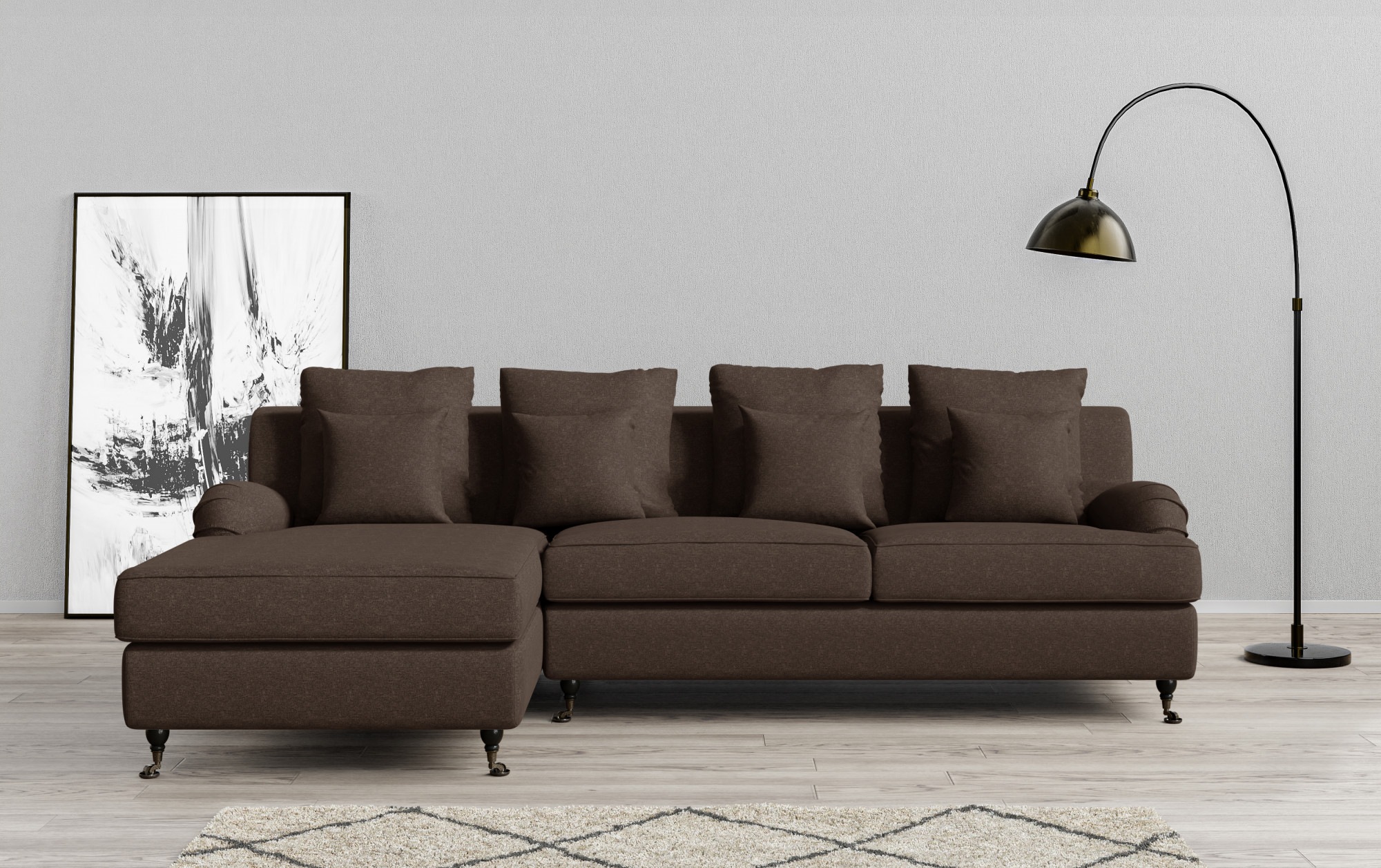 Guido Maria Kretschmer Home&Living Ecksofa »NORIN L-Form«, zwei Fussarten: vorne - Rollen, hinten - Holzfüsse