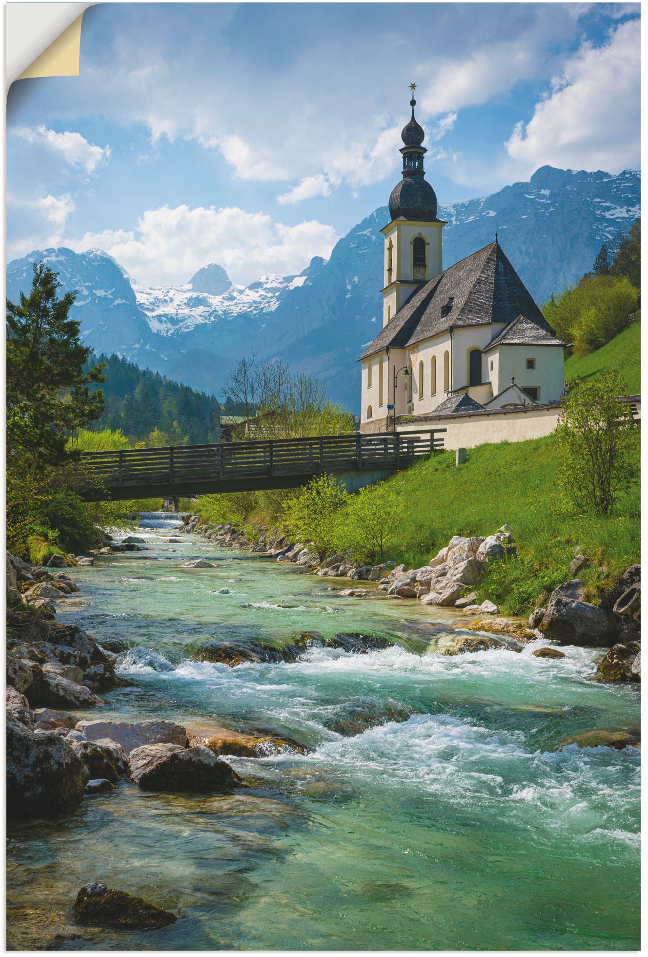 Image of Artland Wandbild »Frühling in Ramsau«, Seebilder, (1 St.), in vielen Grössen & Produktarten - Alubild / Outdoorbild für den Aussenbereich, Leinwandbild, Poster, Wandaufkleber / Wandtattoo auch für Badezimmer geeignet bei Ackermann Versand Schweiz