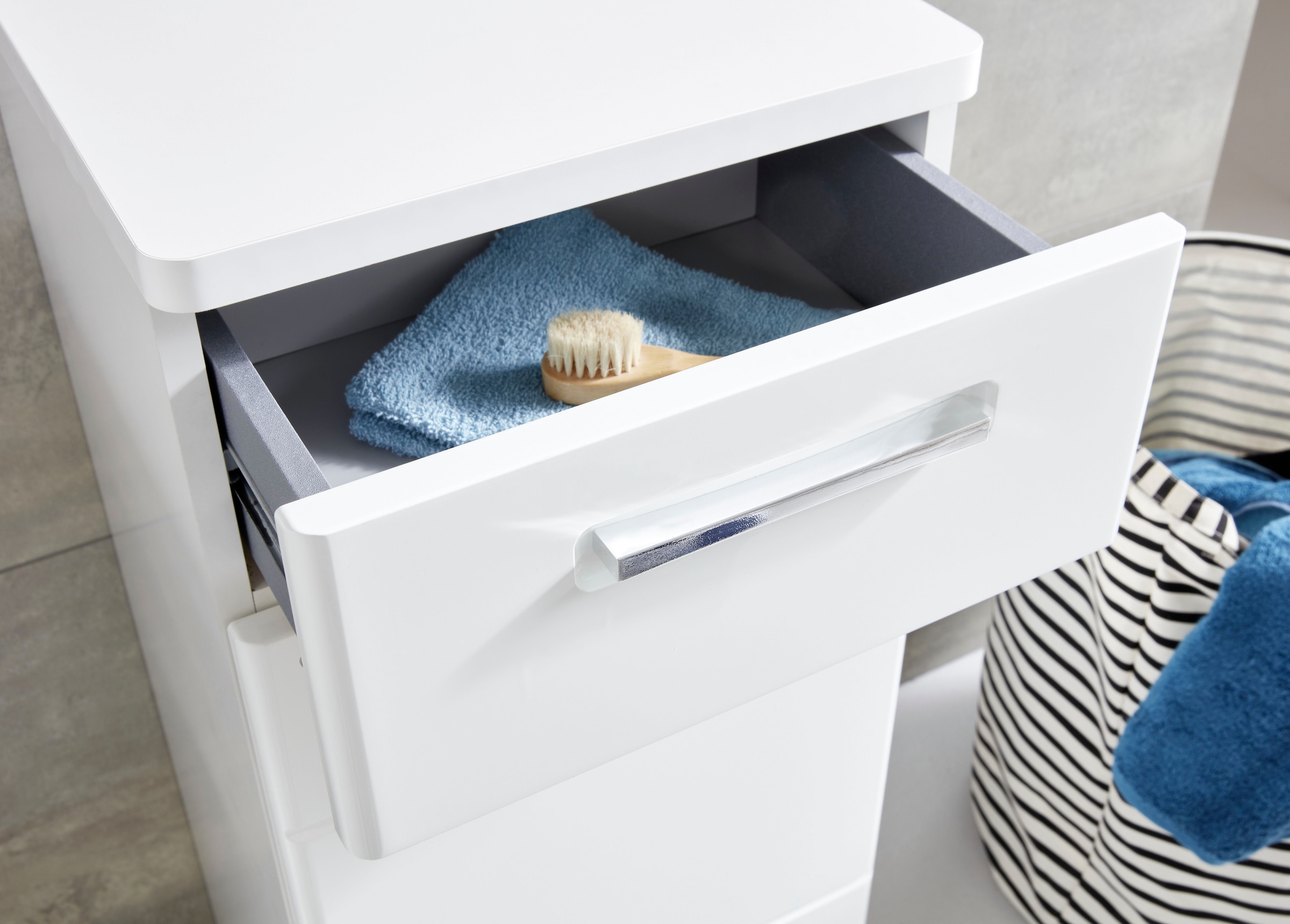 welltime Unterschrank »Mora«, Standschrank mit 1 Tür & 1 Schublade - (B/T/H) 37/34/87 cm