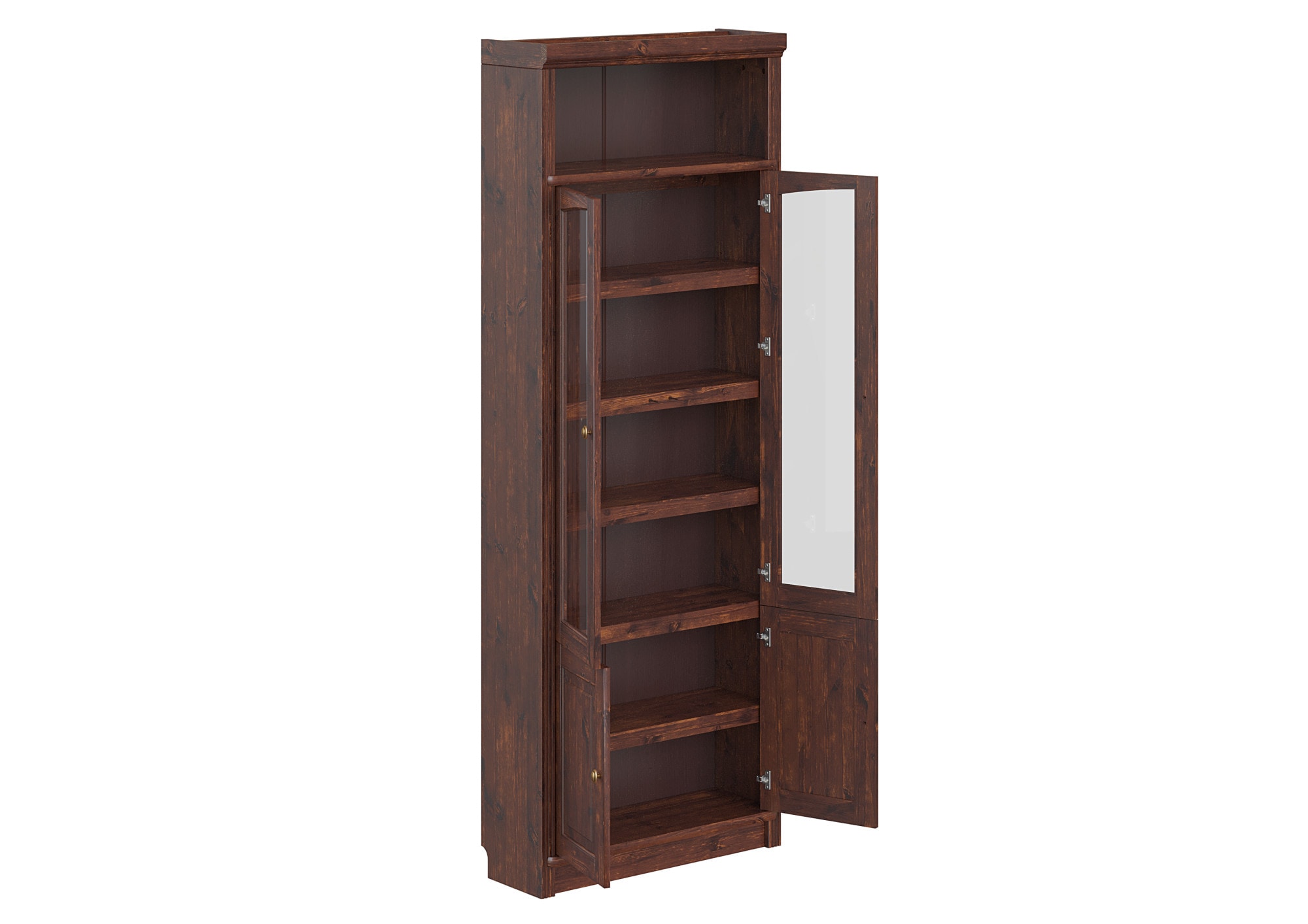 GOODproduct Vitrines »Soeren Regal mit 2 Glastüren und 2 Holztüren, B/TH: 80/29/220 cm« Pin FSC® certifié, 1 compartiment ouvert, 6 compartiments derrière les portes