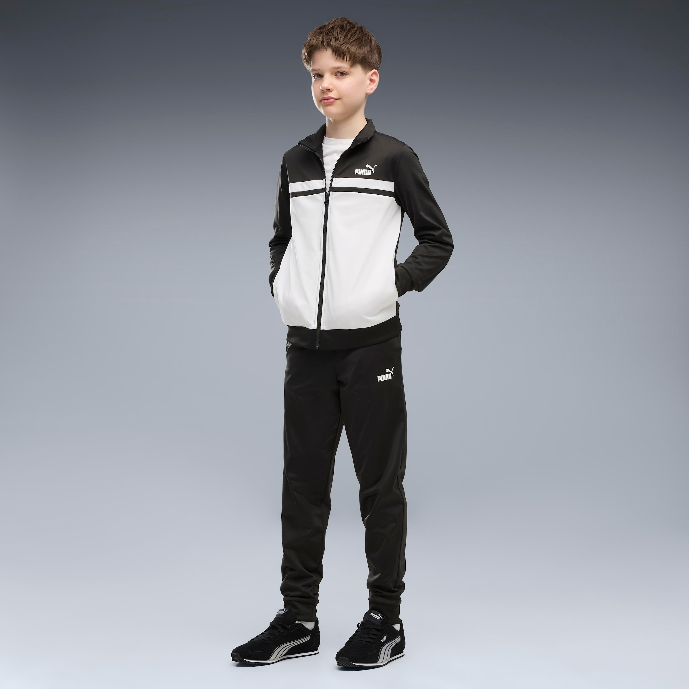 Image of PUMA Trainingsanzug "POLY COLORBLOCK SUIT B" 2 zweiteiliges Set, mit Reissverschluss am Oberteil, aus Polyester