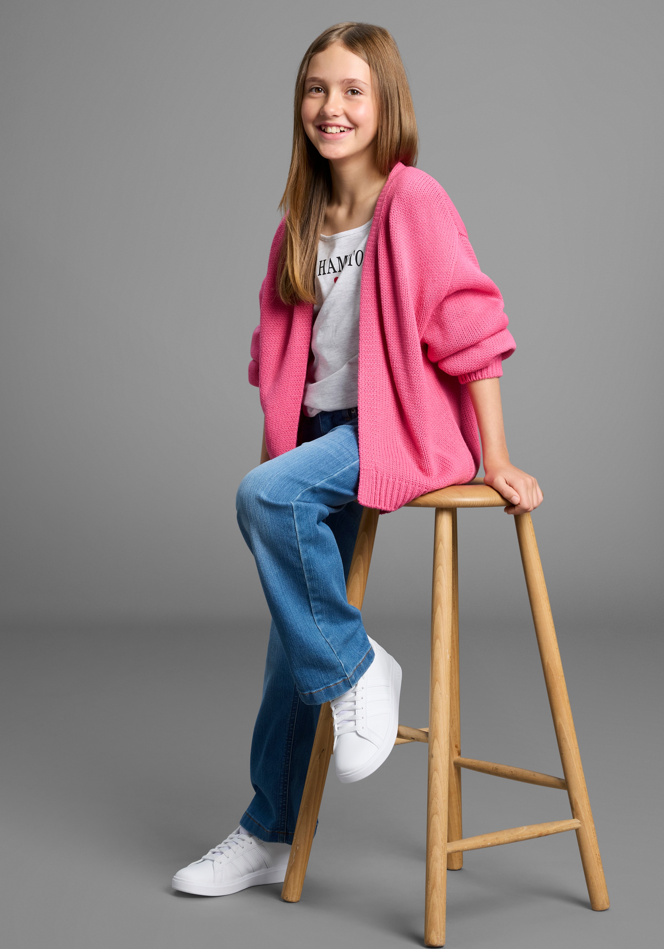 Bruno Banani Veste en tricot »Cardigan, Strickjacke in offener weiter Form« NEU: BRUNO BANANI für TEENS! Lockerer, weicher Strick