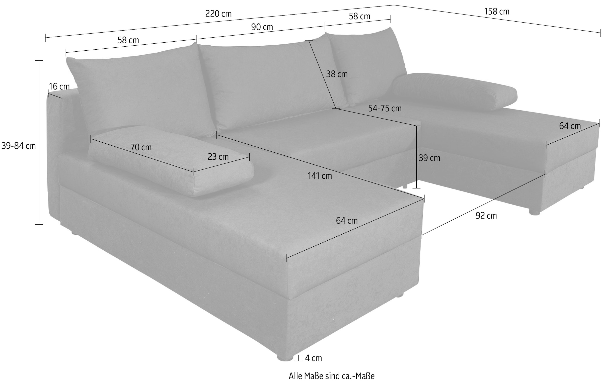 COLLECTION AB Wohnlandschaft »Pico U-Form«, Wohnlandschaft,2 X Ottomane,Polyätherschaum Polsterung