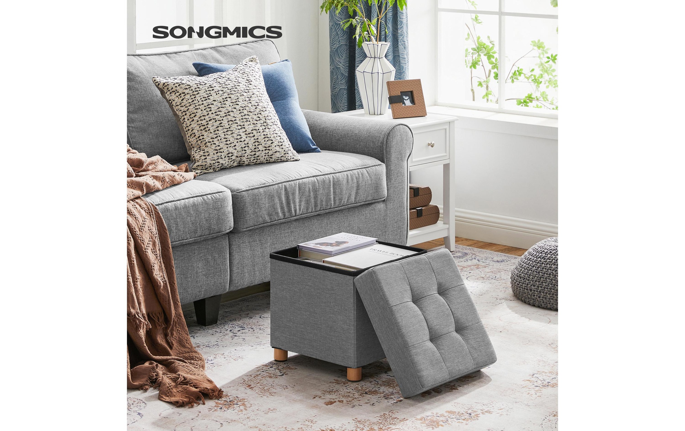 SONGMICS Hocker »mit Stauraum, Hellgrau«