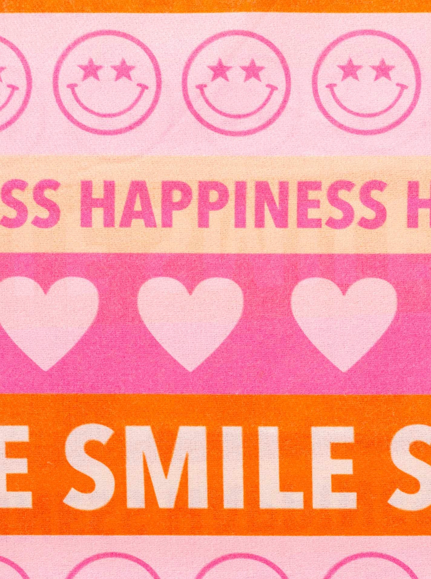 Zwillingsherz Schal »"Smile and Hearts"« mit Fransen, fröhlichem Schriftzug, Herzen